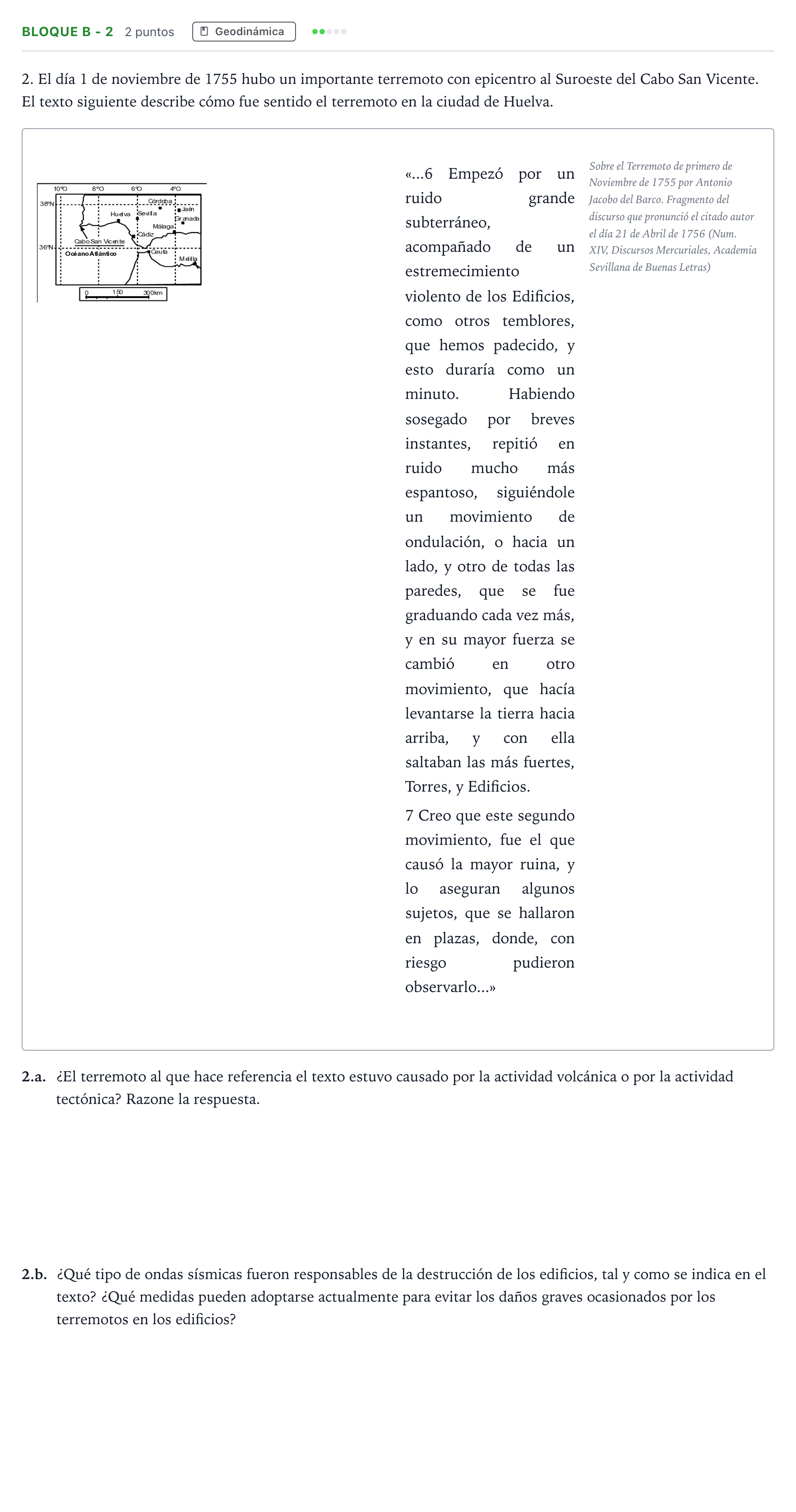 Enunciado: Bloque B - 2 · Geología PAU Andalucía Ordinaria Suplente 1 2026