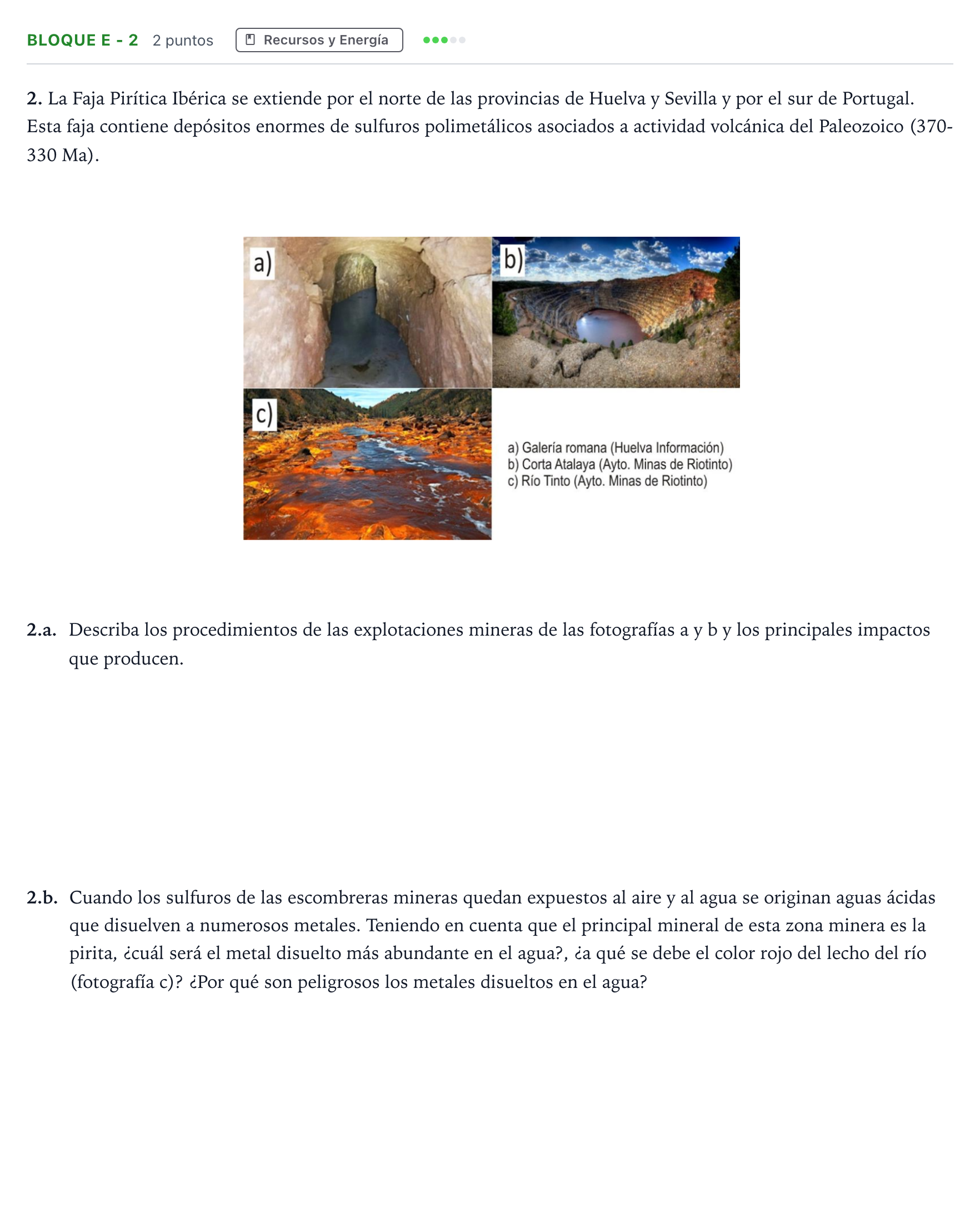 Enunciado: Bloque E - 2 · Geología PAU Andalucía Ordinaria Suplente 1 2026