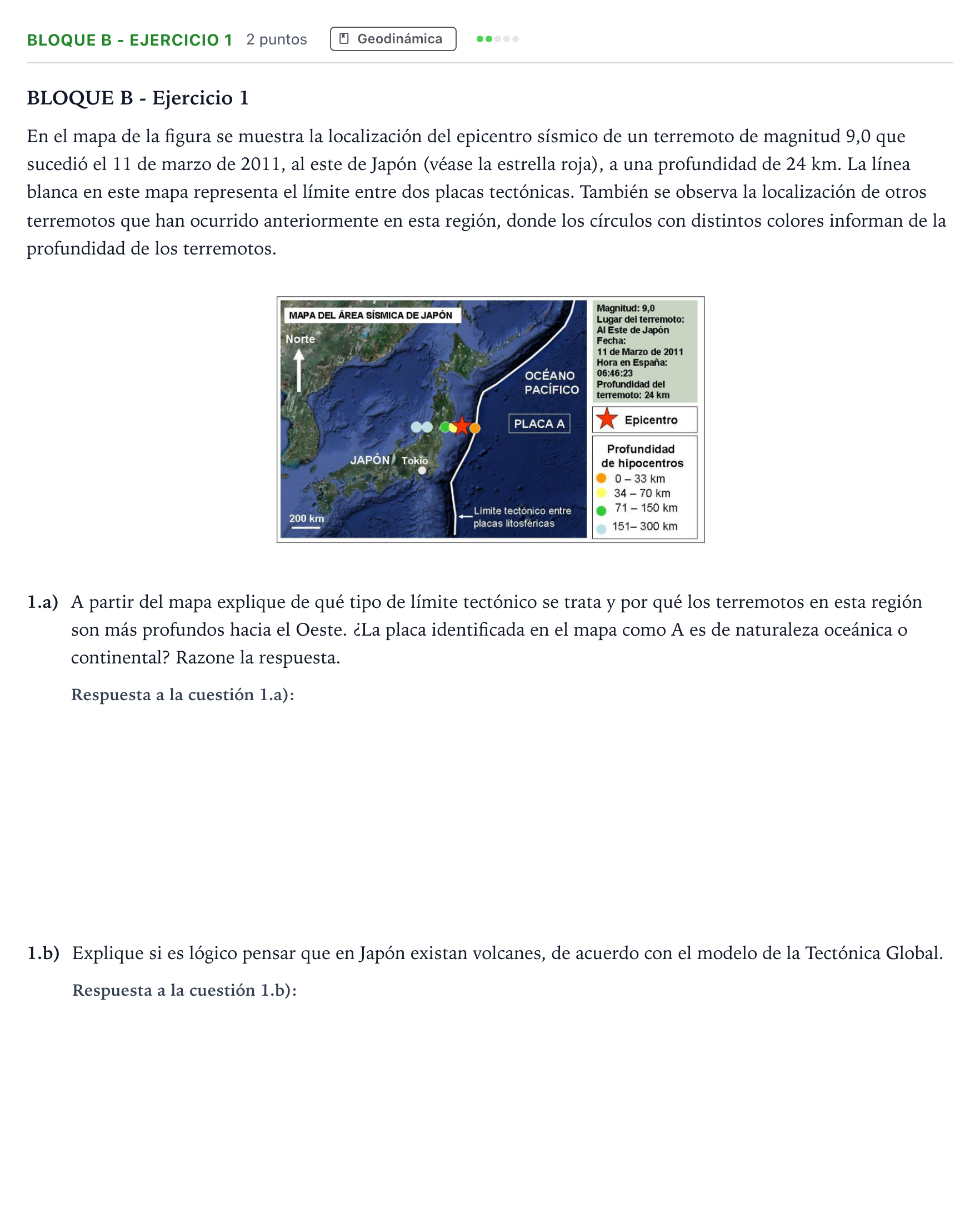 Enunciado: Bloque B - Ejercicio 1 · Geología PAU Andalucía Ordinaria Titular 2026