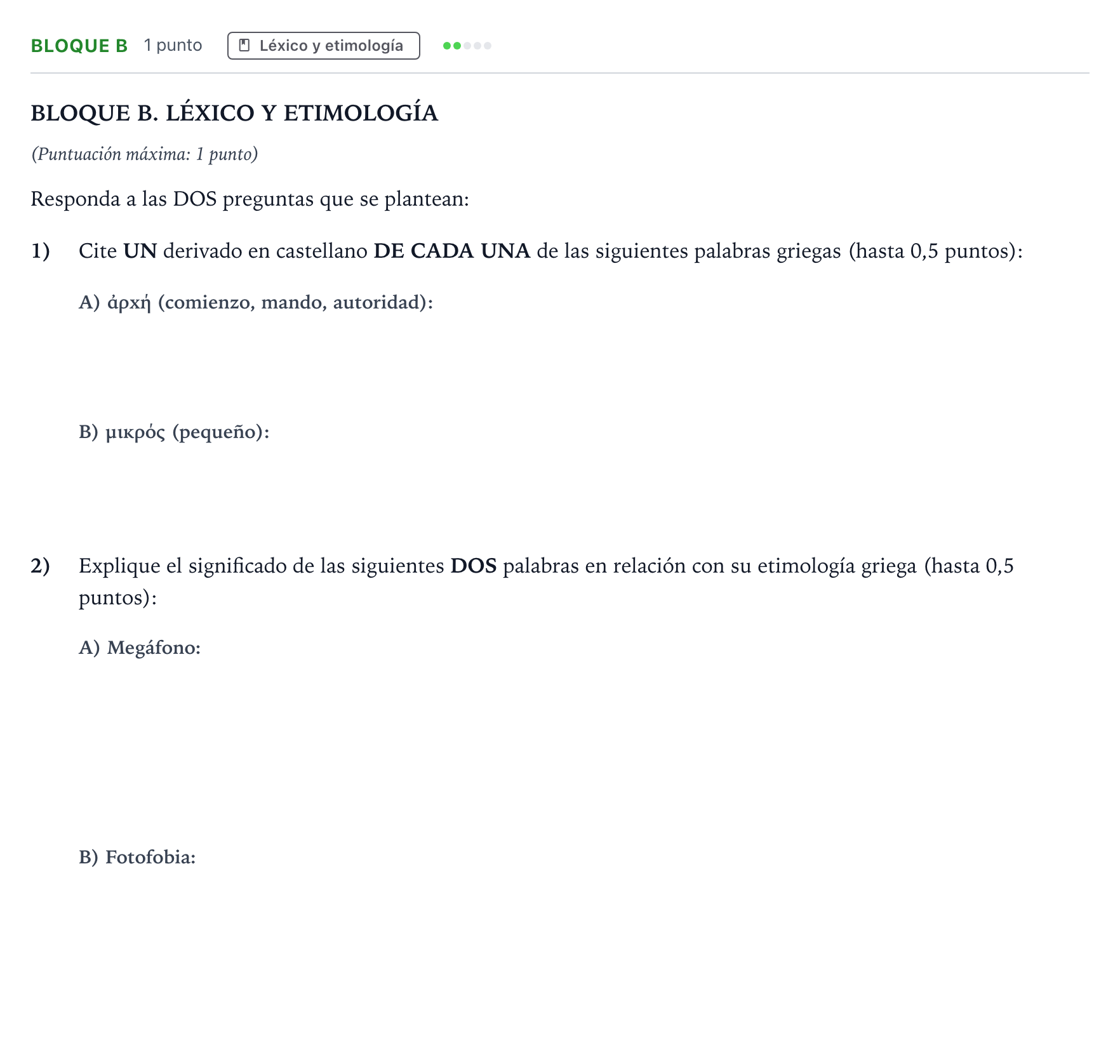 Enunciado: Bloque B · Griego II PAU Andalucía Ordinaria Suplente 1 2026