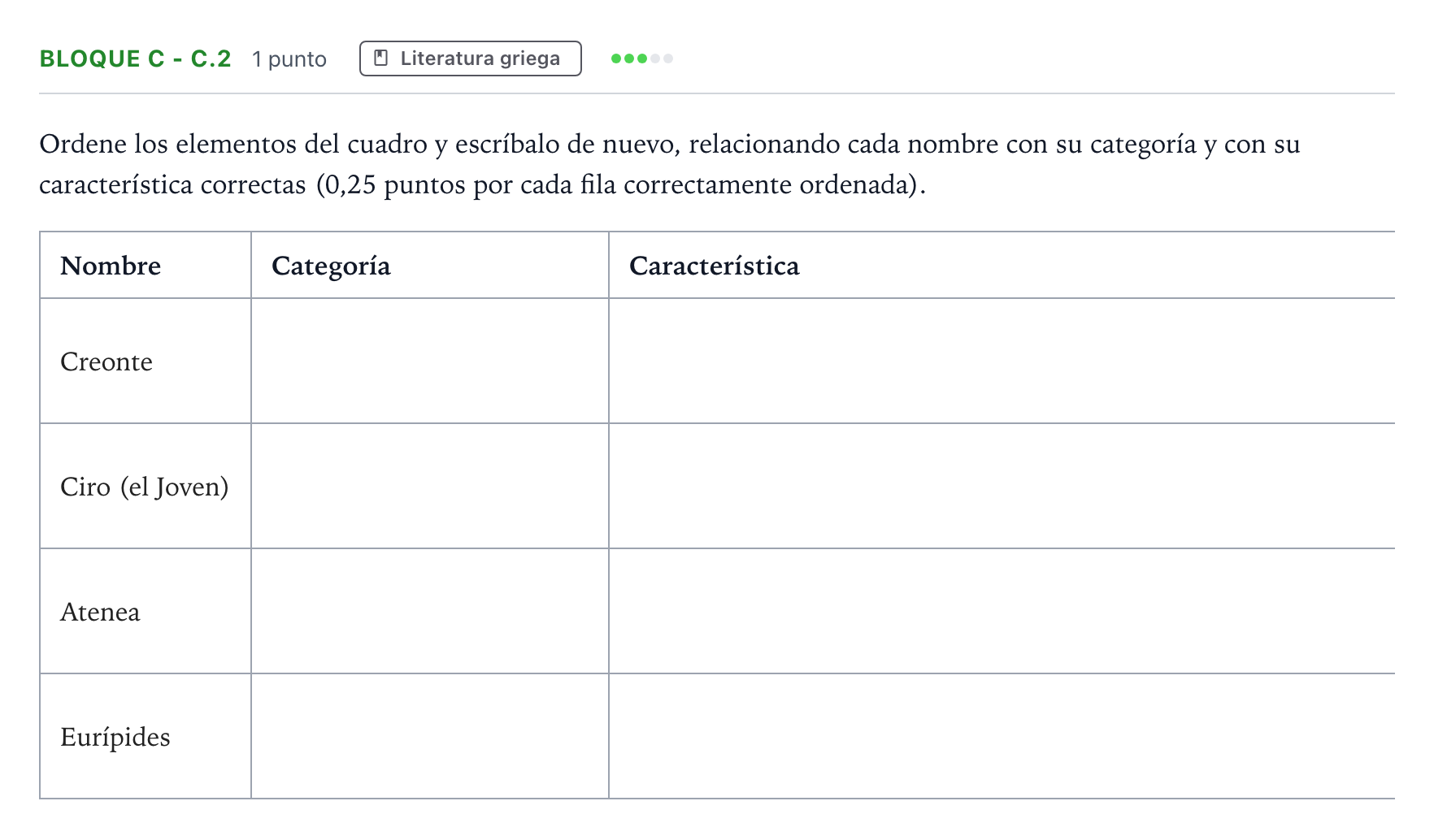 Enunciado: Bloque C - C.2 · Griego II PAU Andalucía Ordinaria Titular 2026