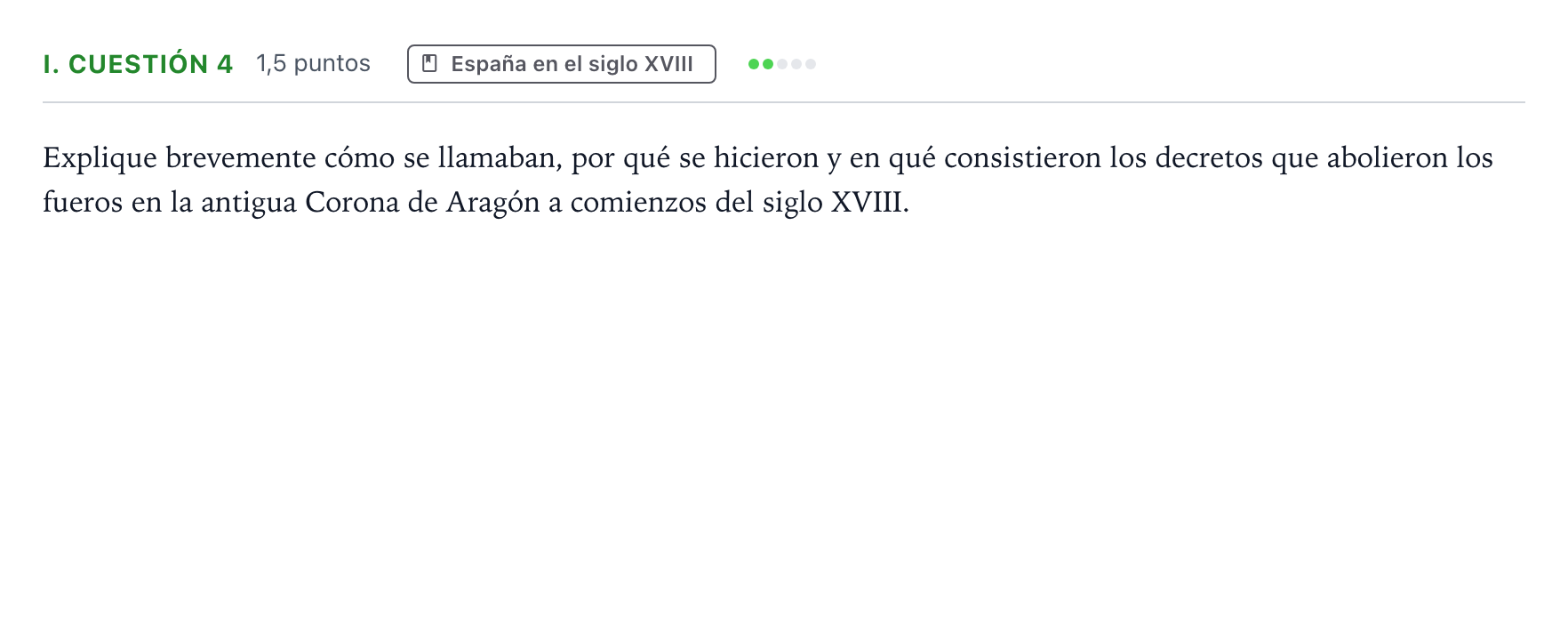 Enunciado: Ejercicio I. Cuestión 4 · Historia de España PAU Andalucía Extraordinaria Titular 2026