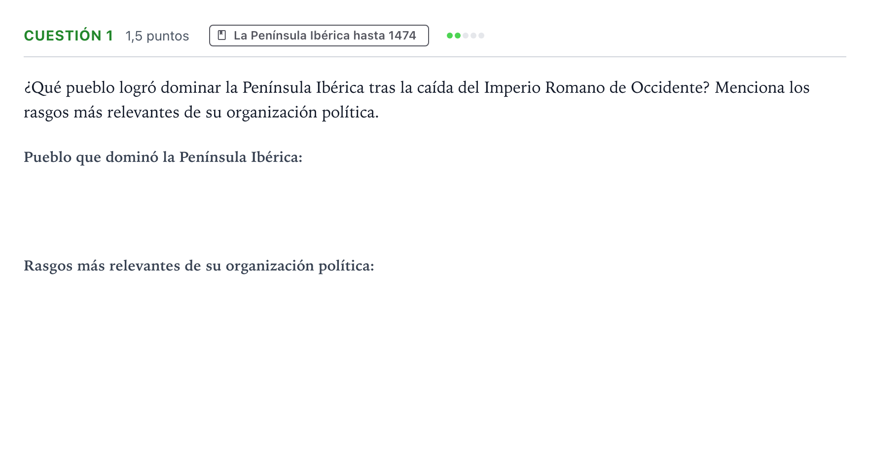 Enunciado: Cuestión 1 · Historia de España PAU Andalucía Ordinaria Suplente 2 2026