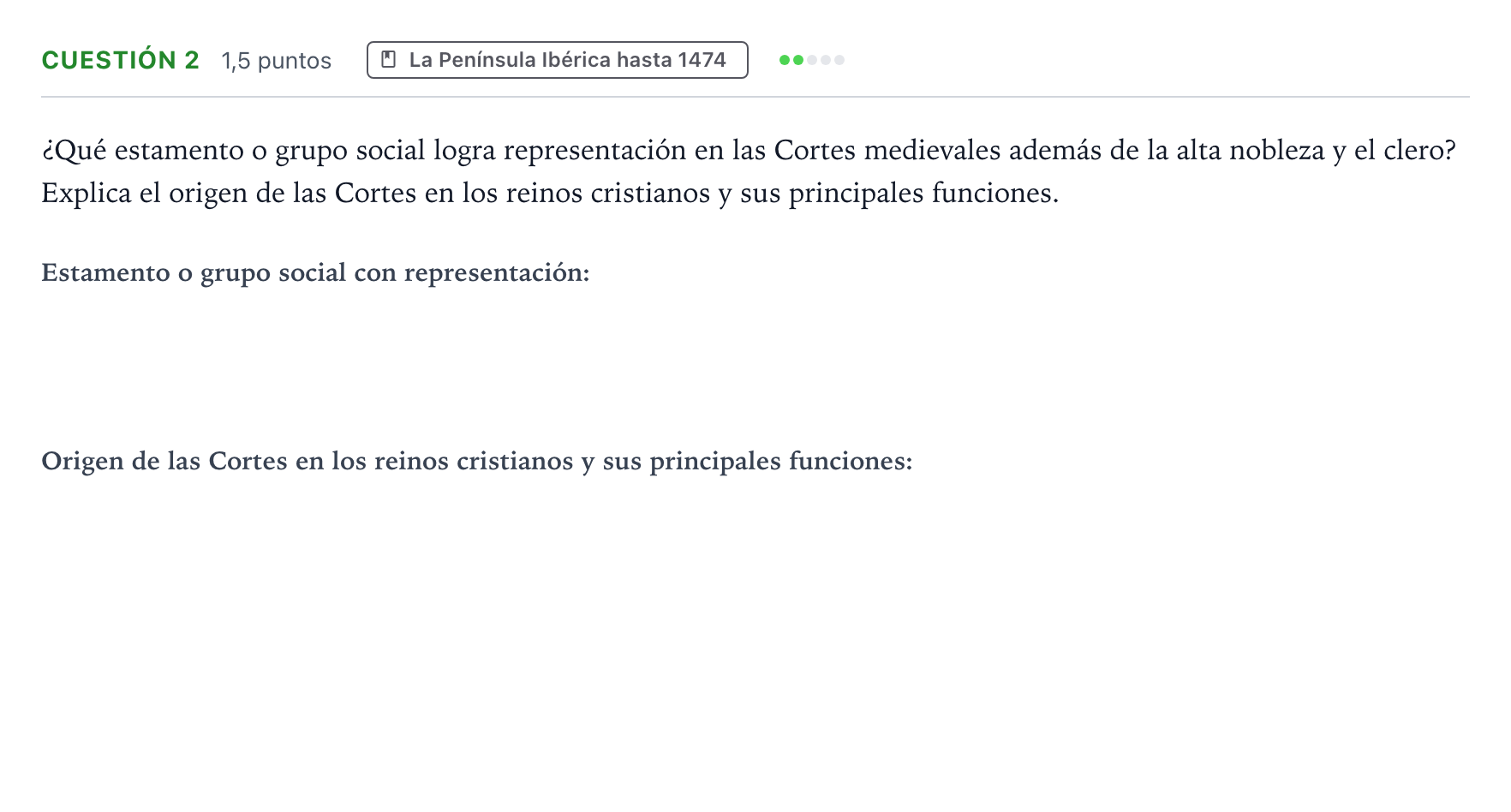Enunciado: Cuestión 2 · Historia de España PAU Andalucía Ordinaria Suplente 2 2026