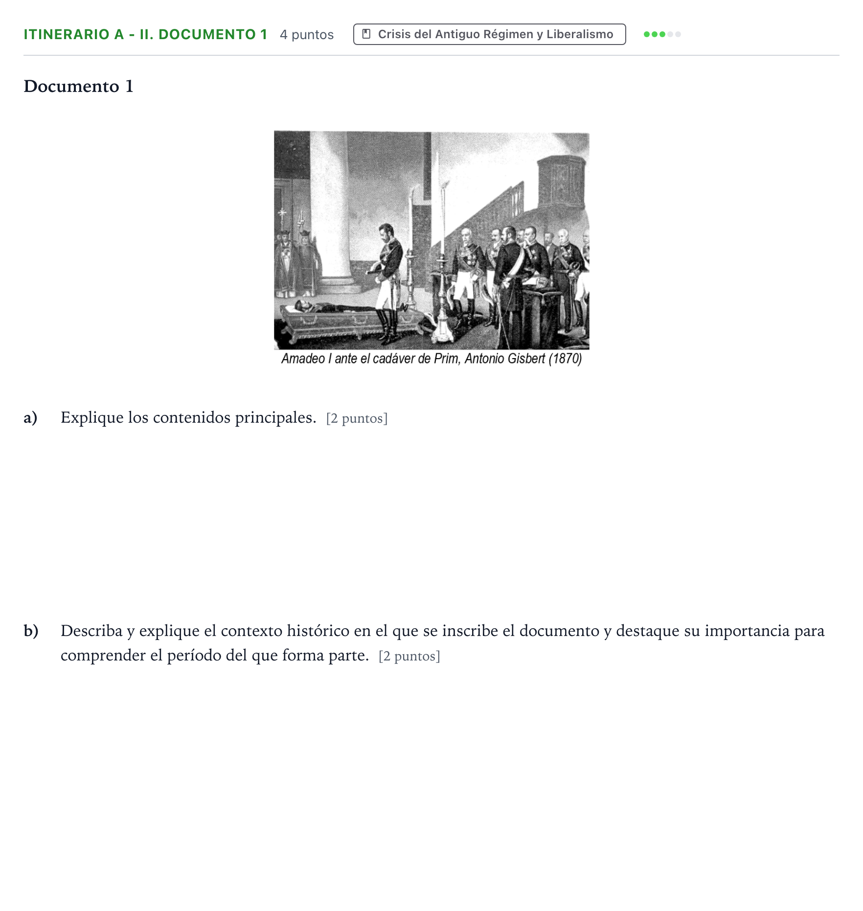 Enunciado: Ejercicio Itinerario A - II. Documento 1 · Historia de España PAU Andalucía Ordinaria Suplente 2 2026