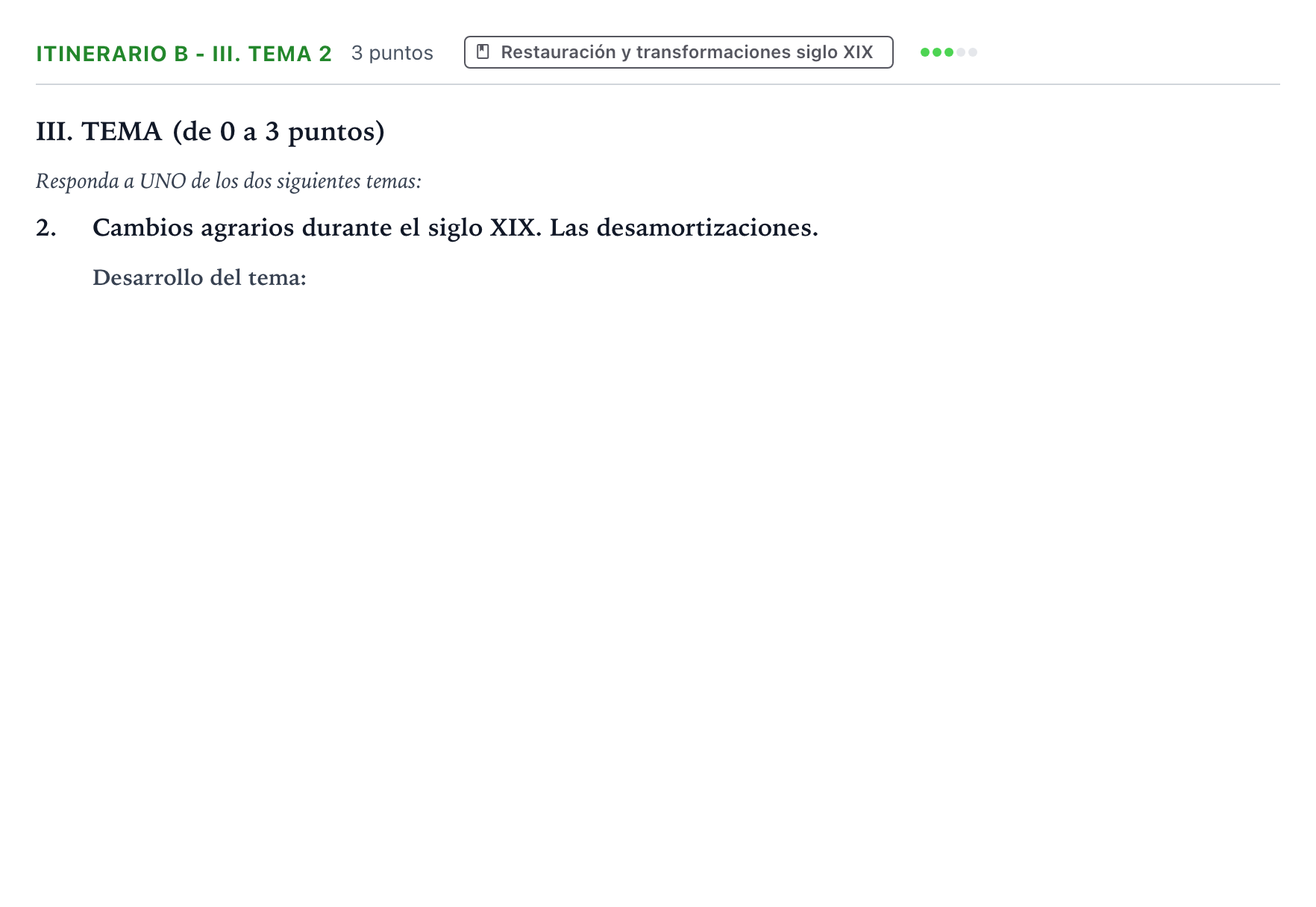 Enunciado: Ejercicio Itinerario B - III. Tema 2 · Historia de España PAU Andalucía Ordinaria Suplente 2 2026