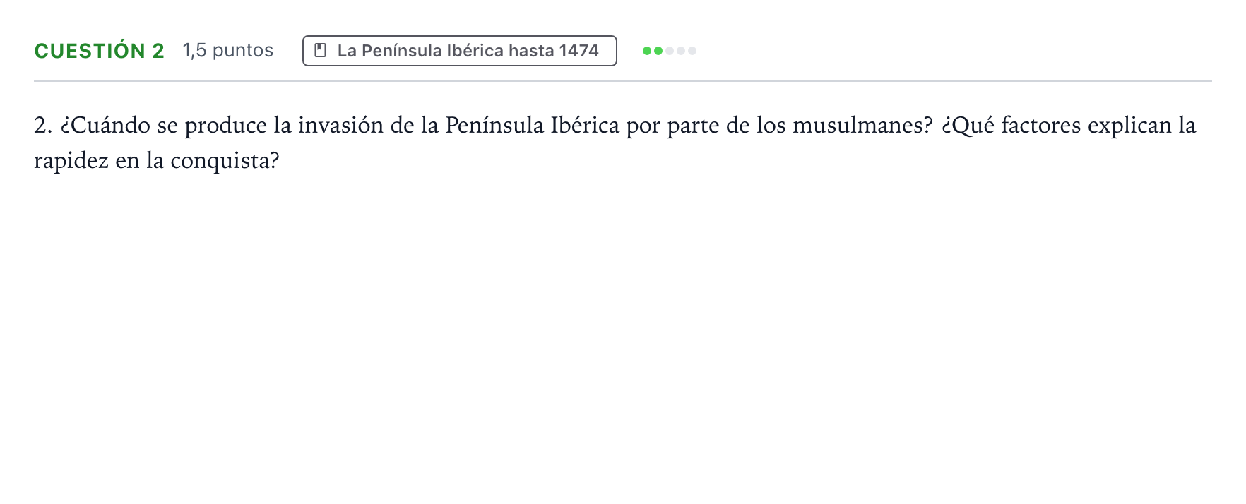Enunciado: Cuestión 2 · Historia de España PAU Andalucía Ordinaria Titular 2026