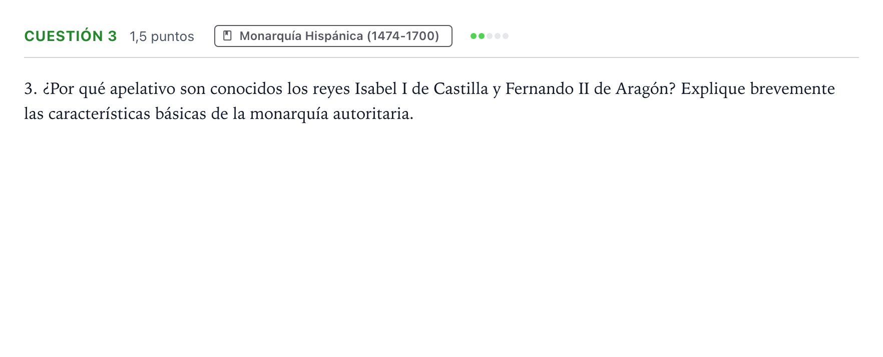 Enunciado: Cuestión 3 · Historia de España PAU Andalucía Ordinaria Titular 2026