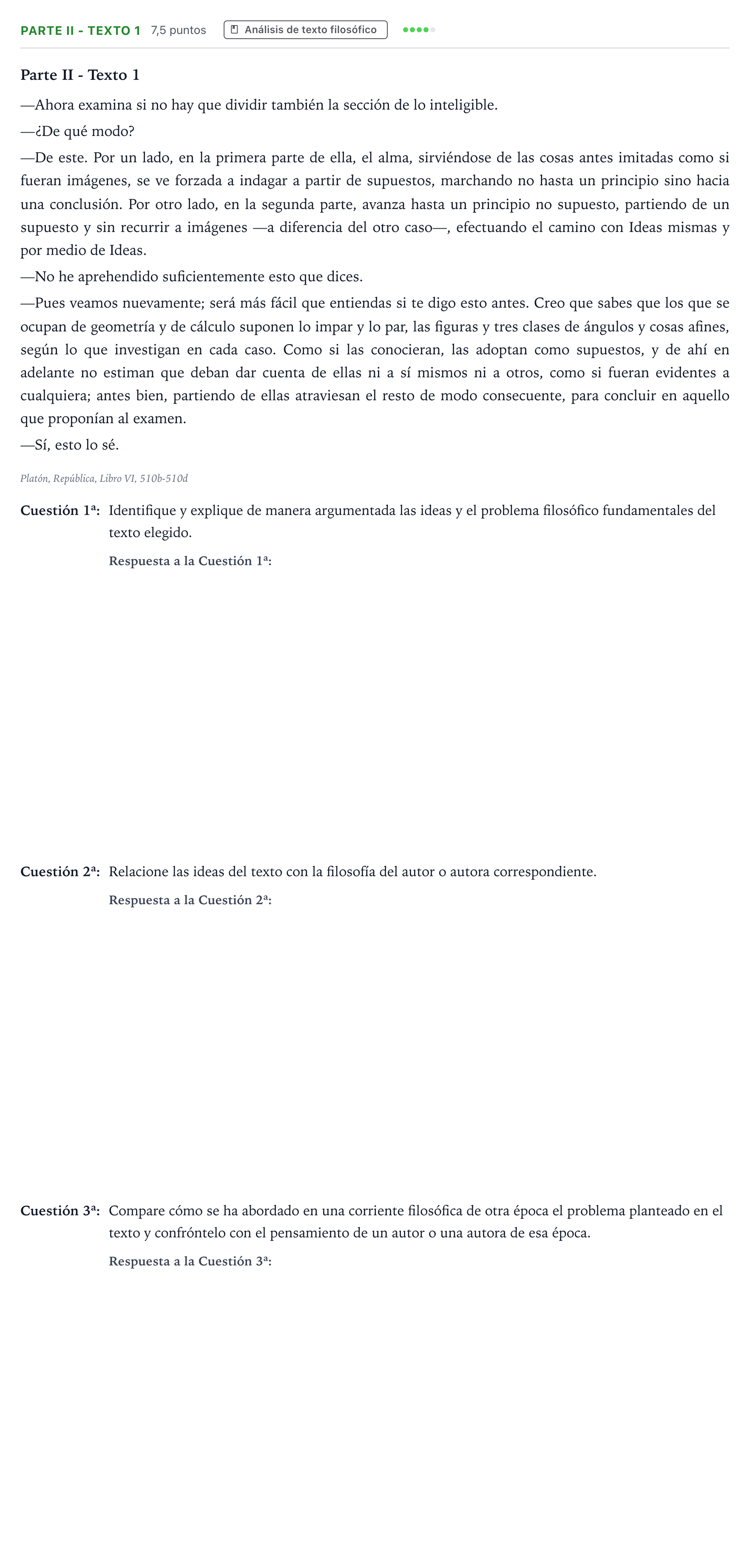 Enunciado: Ejercicio Parte II - Texto 1 · Historia de la Filosofía PAU Andalucía Extraordinaria Titular 2026
