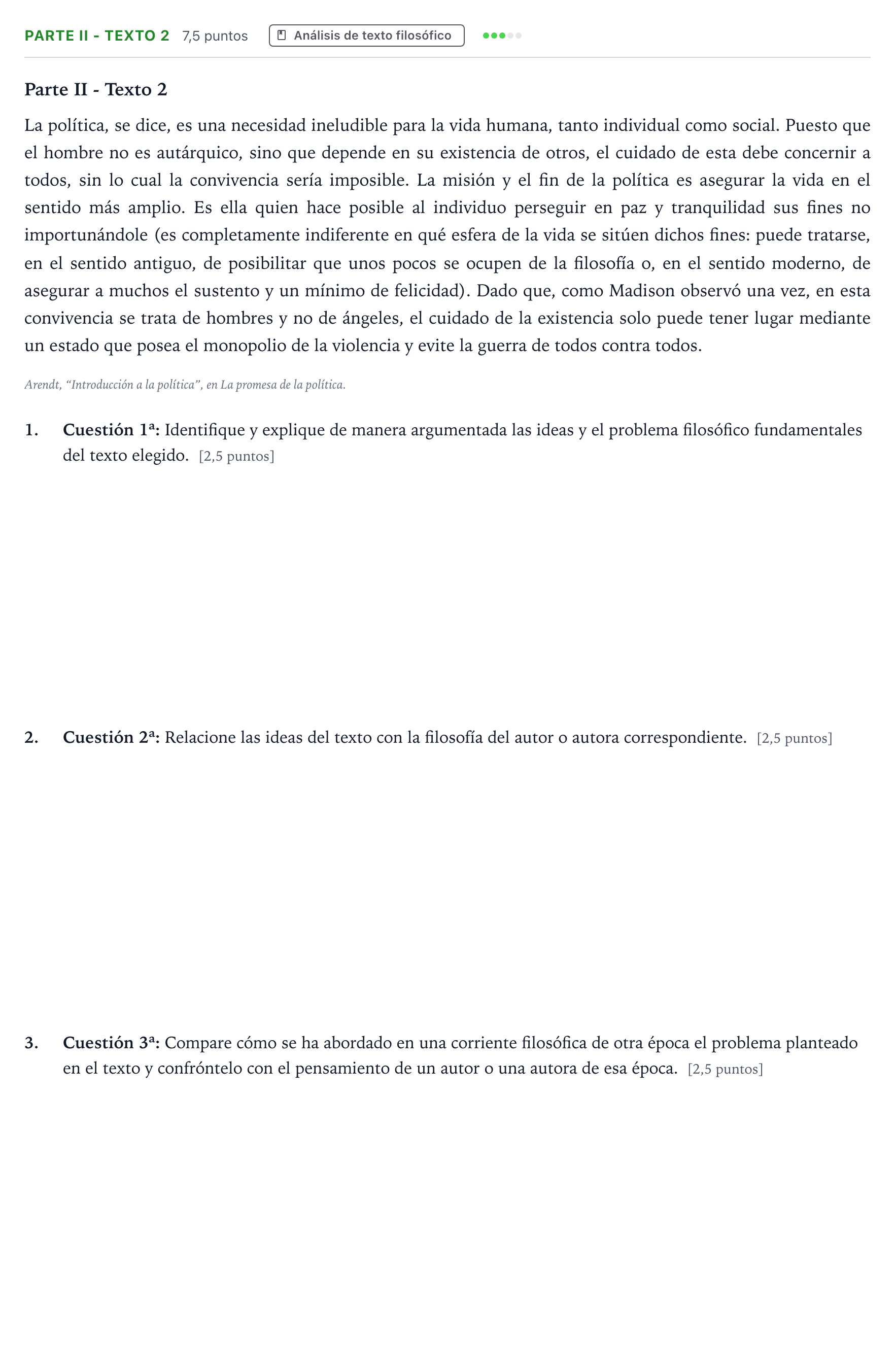 Enunciado: Ejercicio Parte II - Texto 2 · Historia de la Filosofía PAU Andalucía Extraordinaria Titular 2026