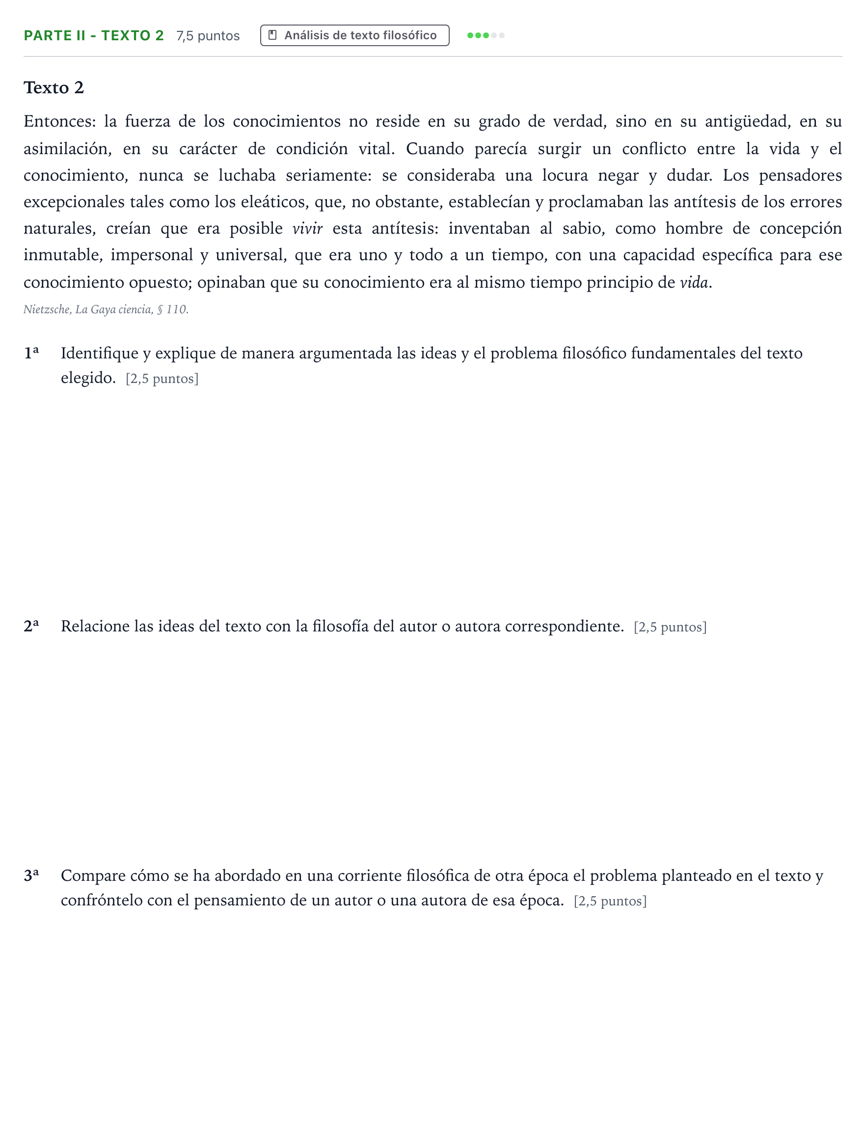 Enunciado: Ejercicio Parte II - Texto 2 · Historia de la Filosofía PAU Andalucía Ordinaria Suplente 1 2026