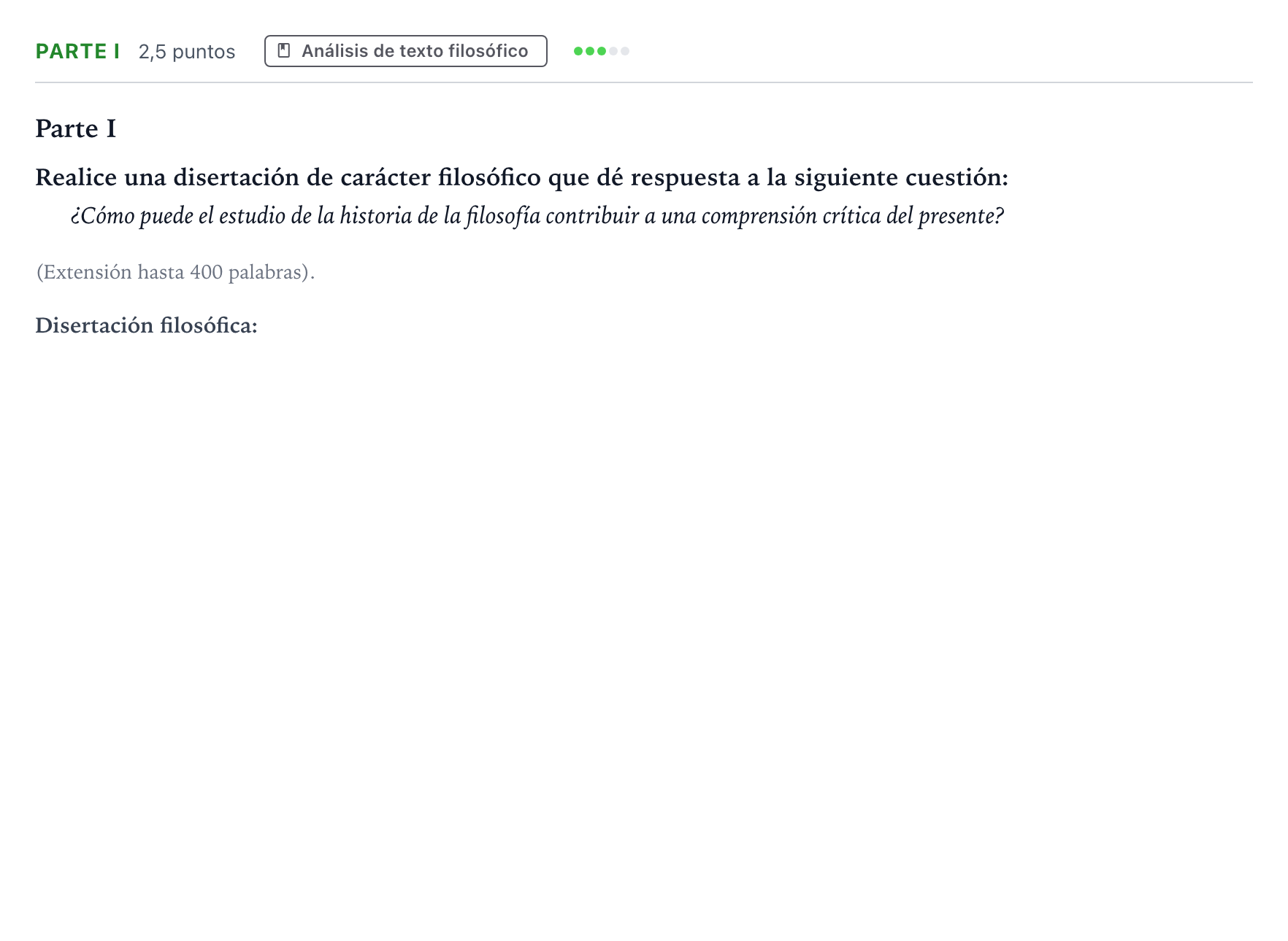 Enunciado: Ejercicio Parte I · Historia de la Filosofía PAU Andalucía Ordinaria Suplente 2 2026