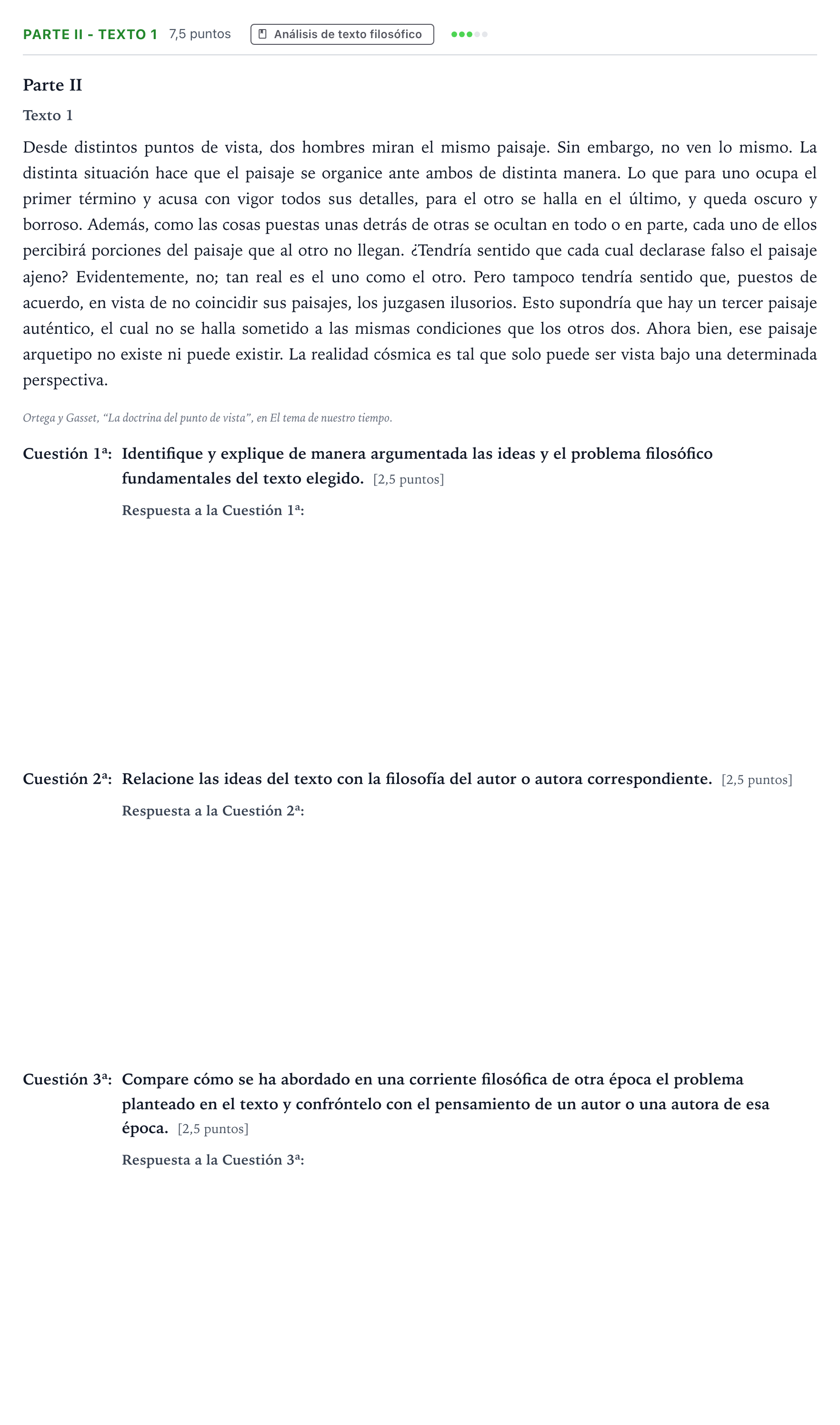 Enunciado: Ejercicio Parte II - Texto 1 · Historia de la Filosofía PAU Andalucía Ordinaria Suplente 2 2026