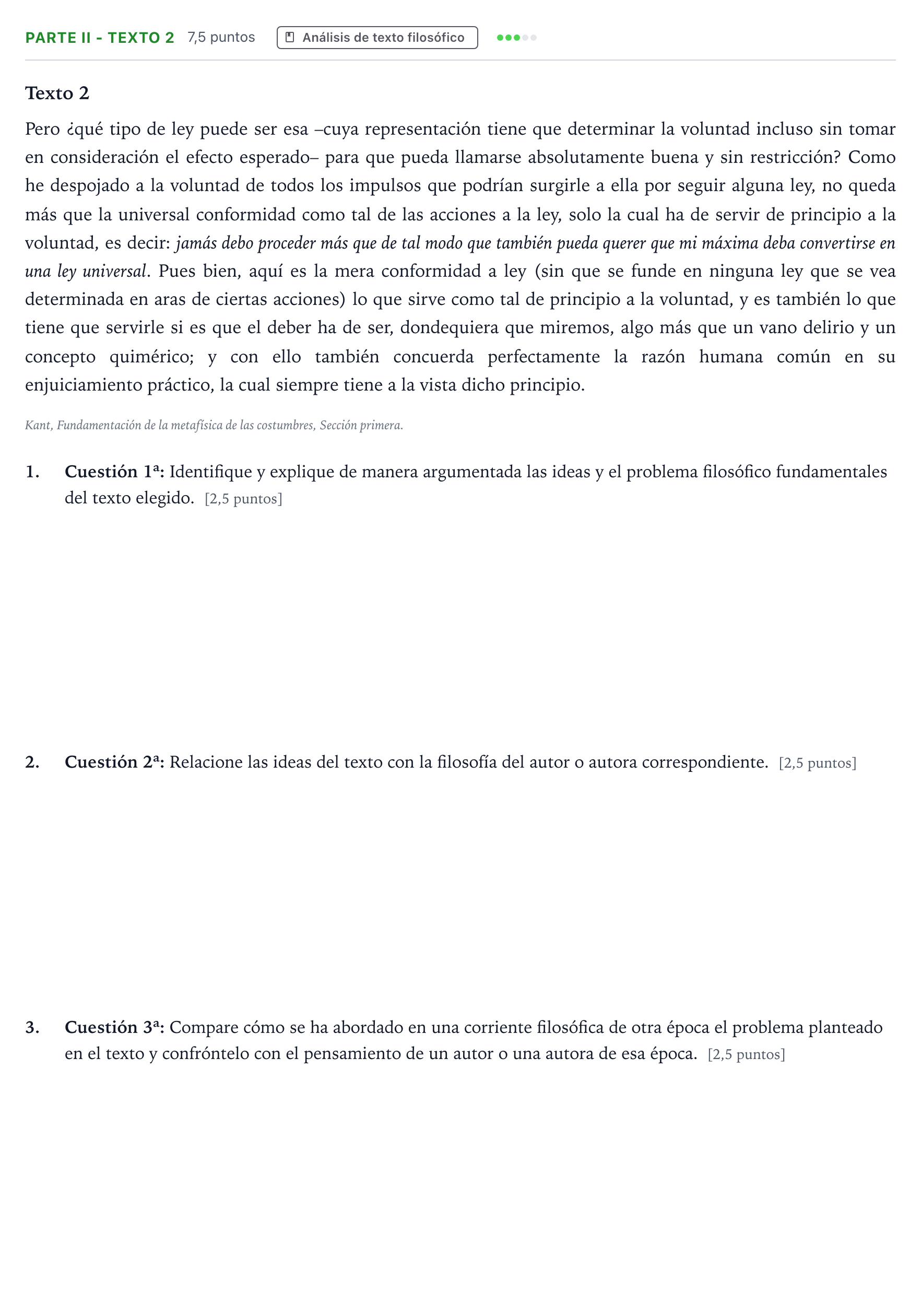 Enunciado: Ejercicio Parte II - Texto 2 · Historia de la Filosofía PAU Andalucía Ordinaria Suplente 2 2026