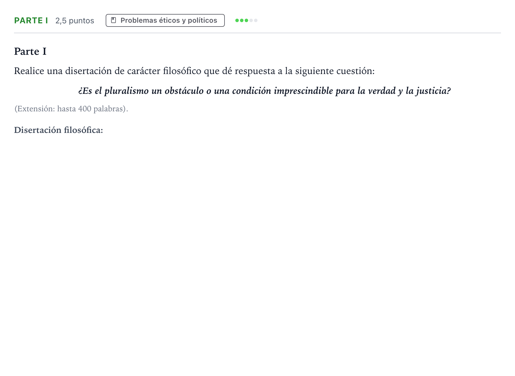 Enunciado: Ejercicio Parte I · Historia de la Filosofía PAU Andalucía Ordinaria Titular 2026