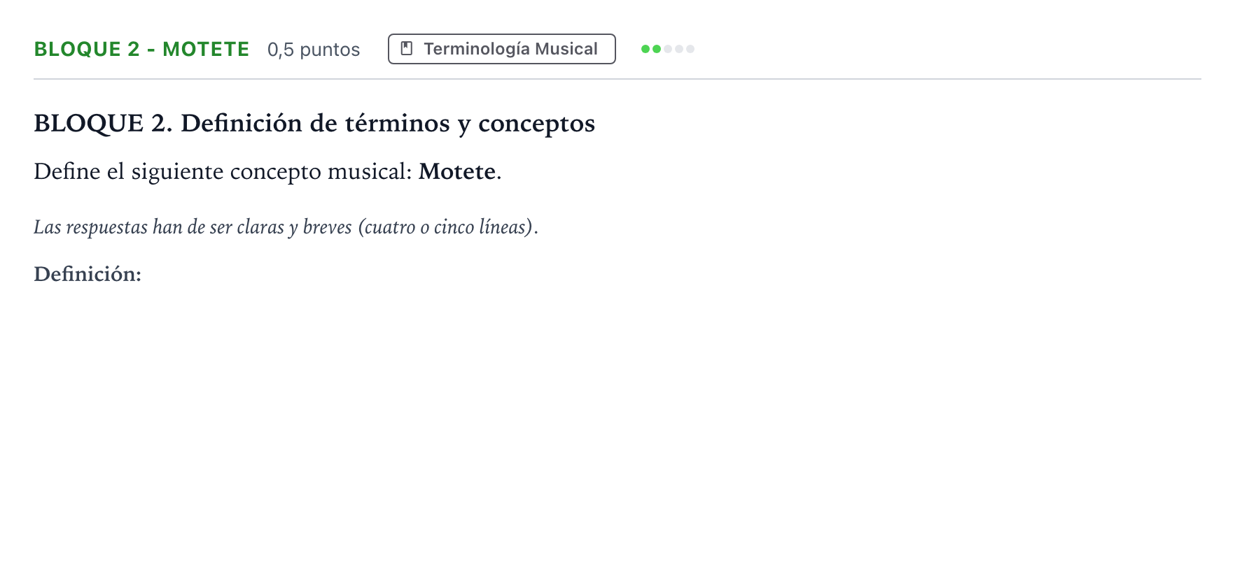 Enunciado: Bloque 2 - Motete · Historia de la Música y de la Danza PAU Andalucía Ordinaria Titular 2026