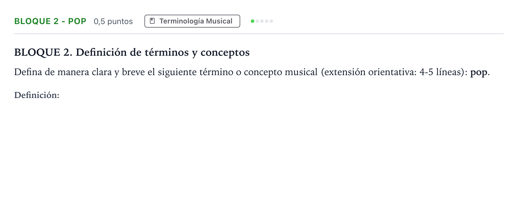Enunciado: Bloque 2 - Pop · Historia de la Música y de la Danza PAU Andalucía Ordinaria Titular 2026