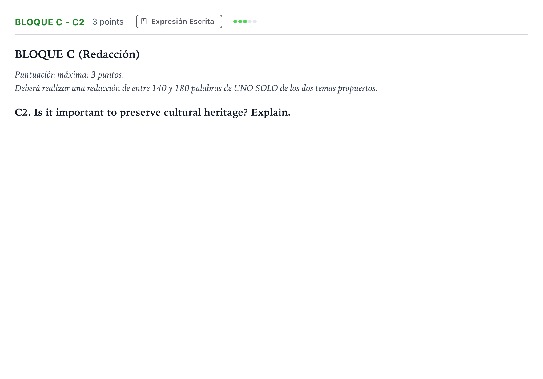Enunciado: Bloque C - C2 · Inglés PAU Andalucía Ordinaria Titular (Admisión) 2026