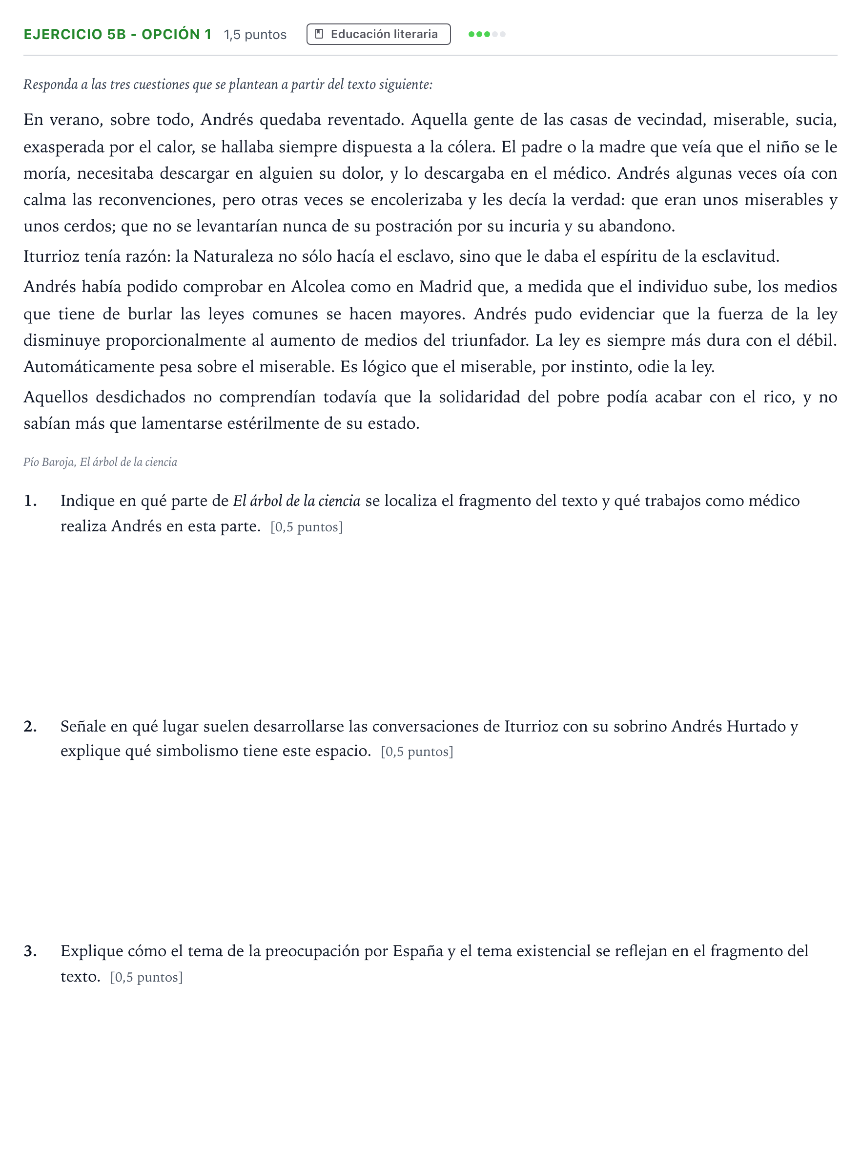 Enunciado: Ejercicio 5b - Opción 1 · Lengua Castellana y Literatura II PAU Andalucía Extraordinaria Titular 2026