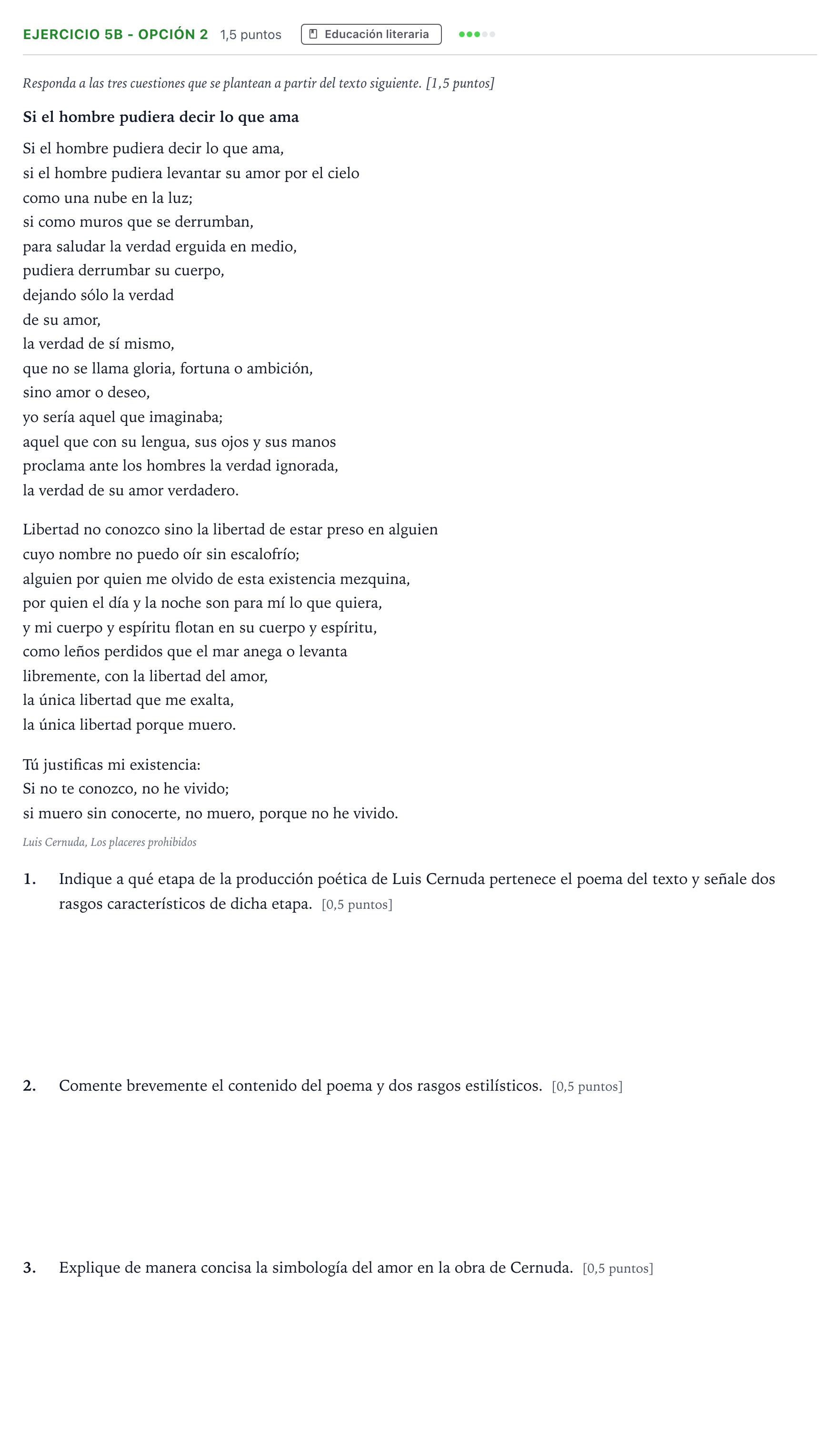 Enunciado: Ejercicio 5b - Opción 2 · Lengua Castellana y Literatura II PAU Andalucía Extraordinaria Titular 2026