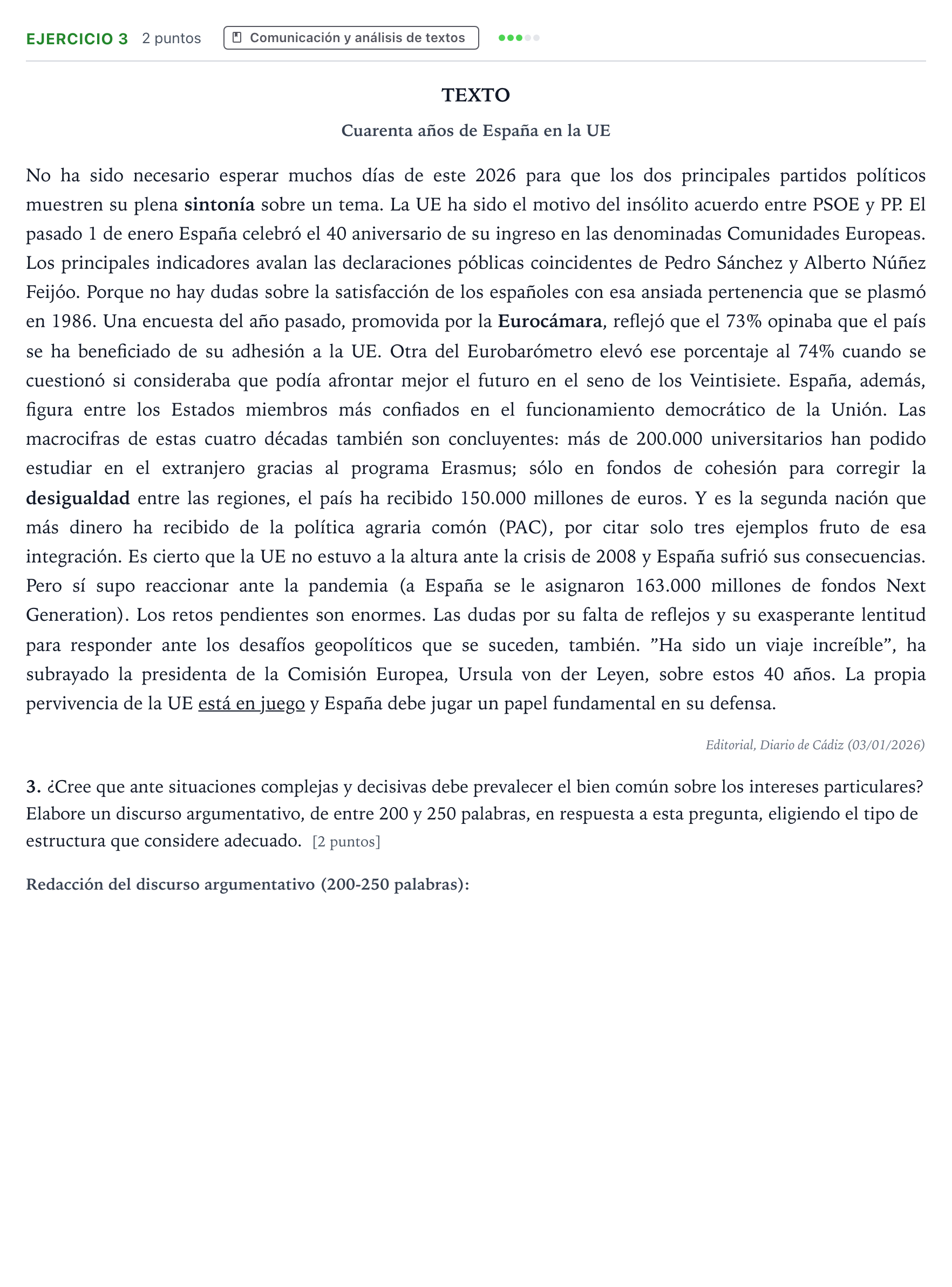 Enunciado: Problema 3 · Lengua Castellana y Literatura II PAU Andalucía Ordinaria Suplente 2 2026