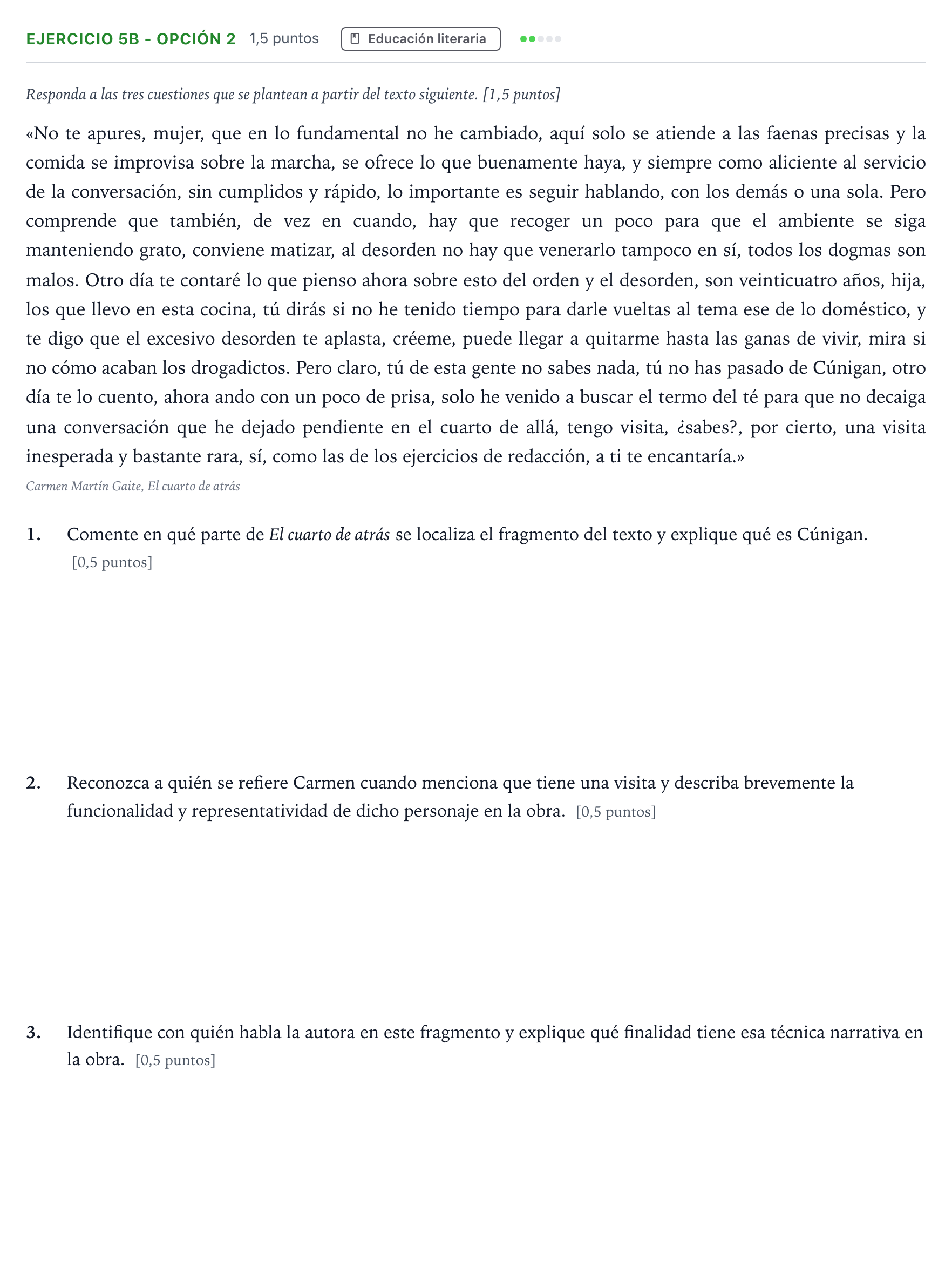 Enunciado: Ejercicio 5b - Opción 2 · Lengua Castellana y Literatura II PAU Andalucía Ordinaria Titular 2026