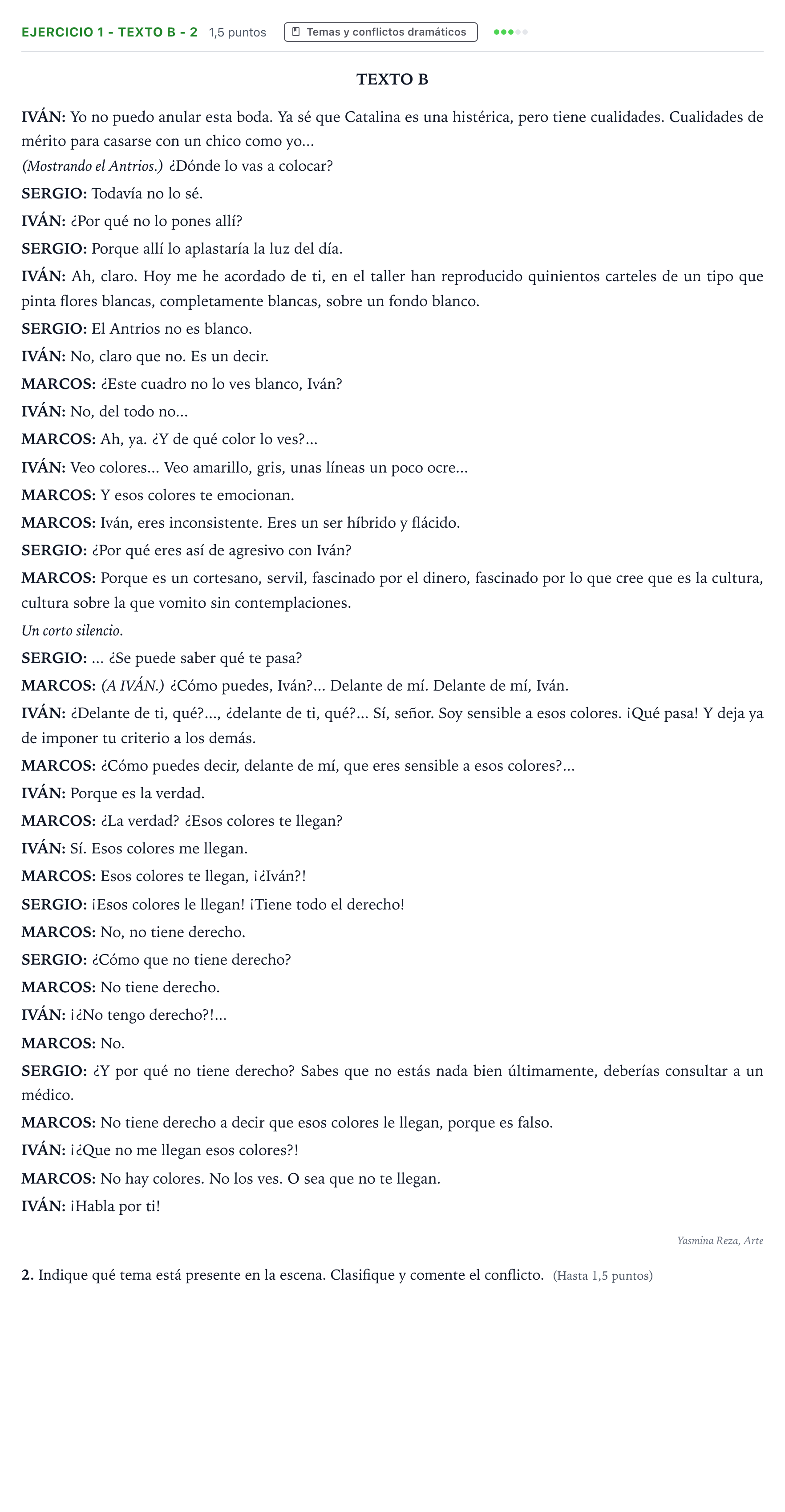 Enunciado: Ejercicio 1 - Texto B - 2 · Literatura Dramática PAU Andalucía Ordinaria Suplente 1 2026