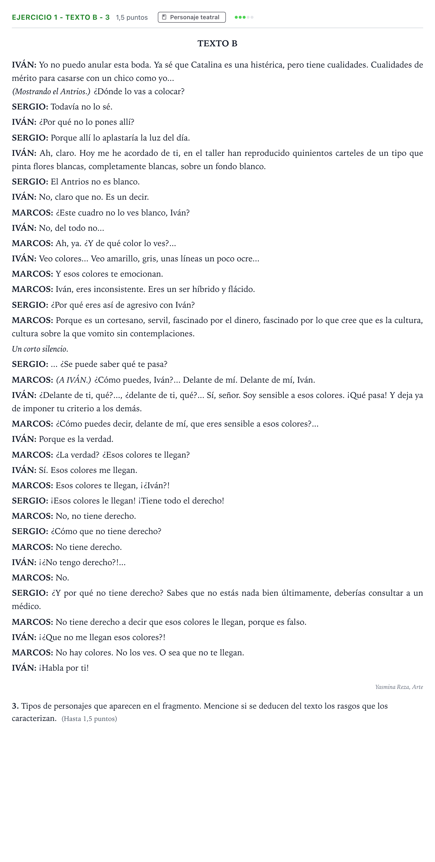 Enunciado: Ejercicio 1 - Texto B - 3 · Literatura Dramática PAU Andalucía Ordinaria Suplente 1 2026