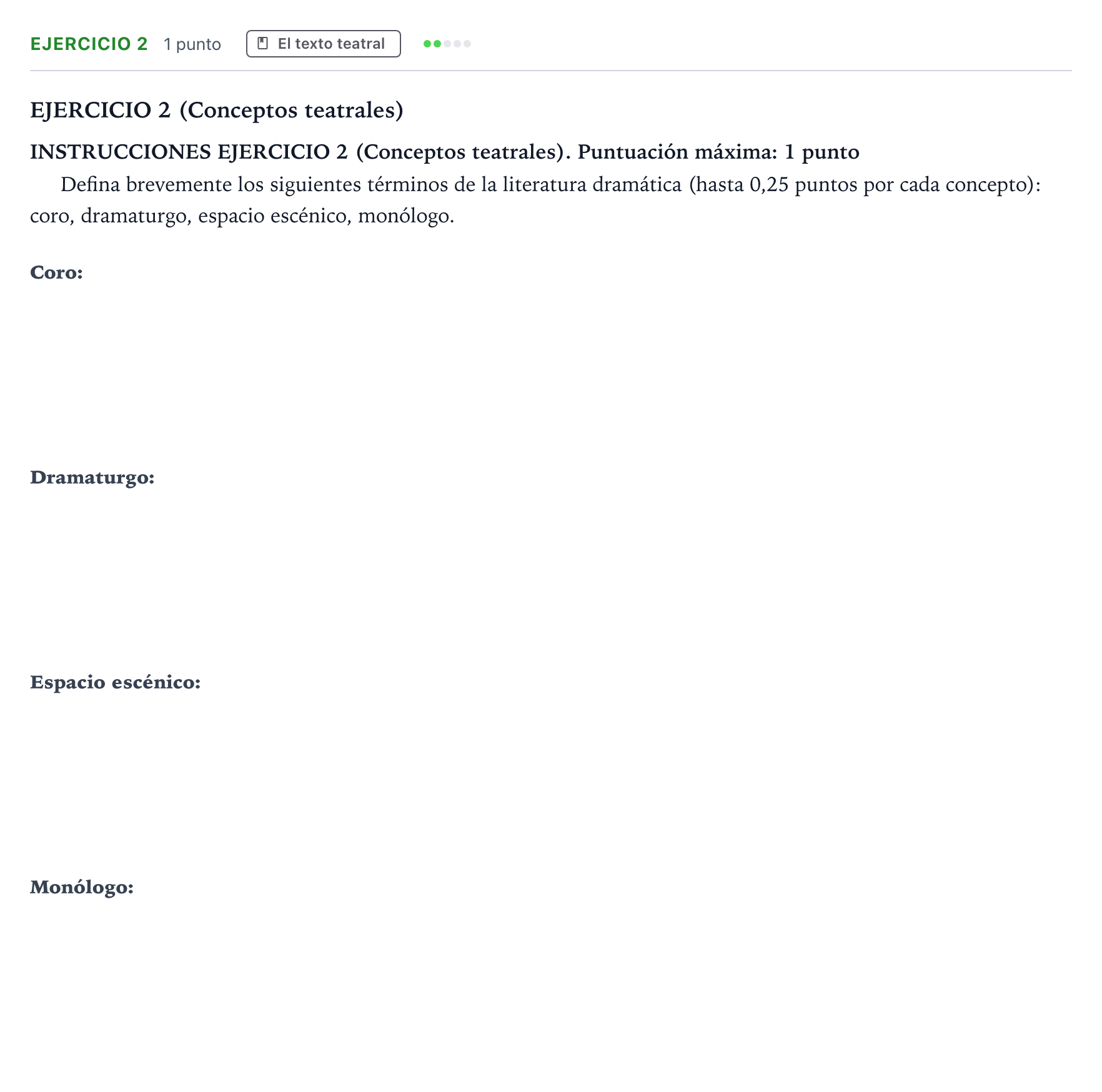Enunciado: Ejercicio 2 · Literatura Dramática PAU Andalucía Ordinaria Suplente 1 2026