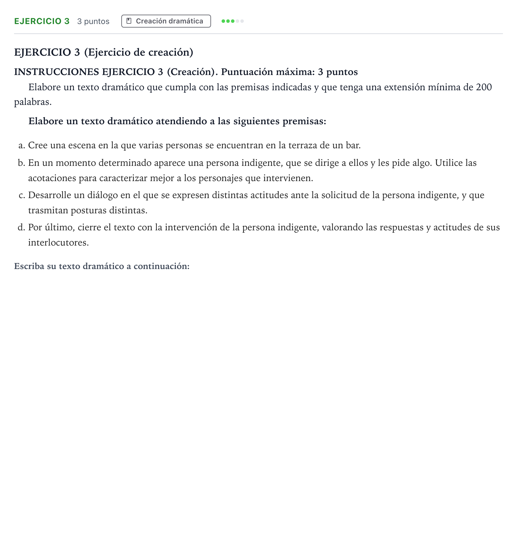 Enunciado: Ejercicio 3 · Literatura Dramática PAU Andalucía Ordinaria Suplente 1 2026