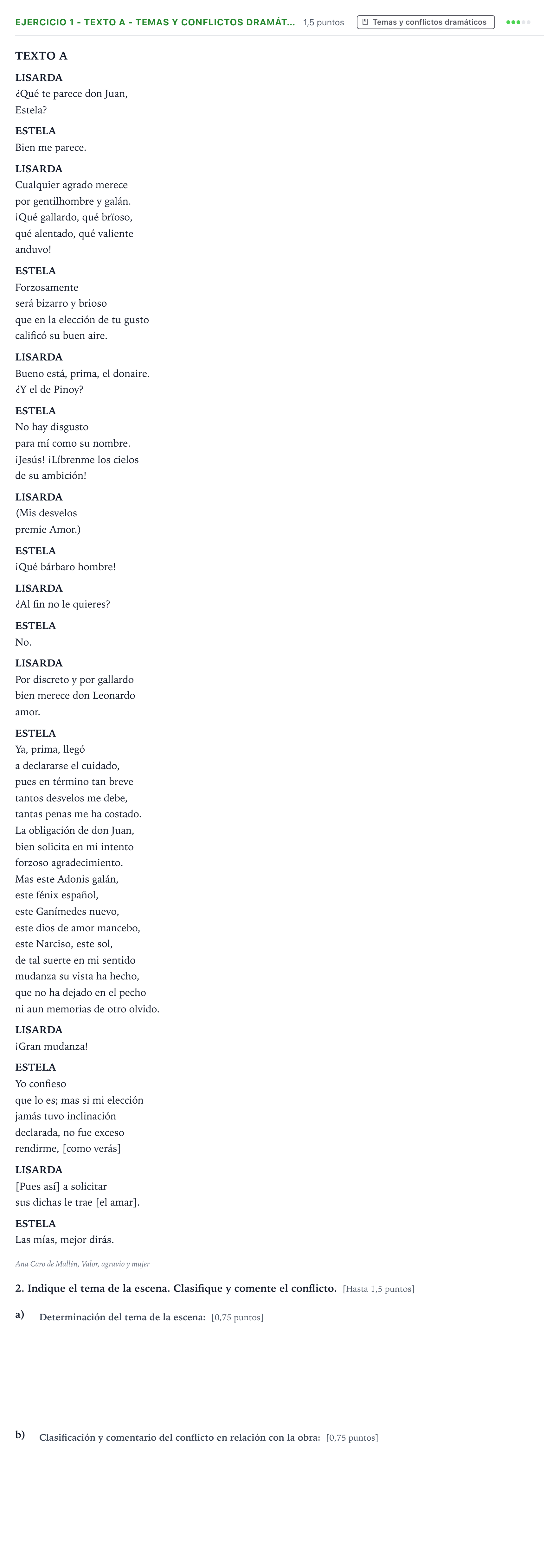Enunciado: Ejercicio 1 - Texto A - Temas y conflictos dramát… · Literatura Dramática PAU Andalucía Ordinaria Titular 2026