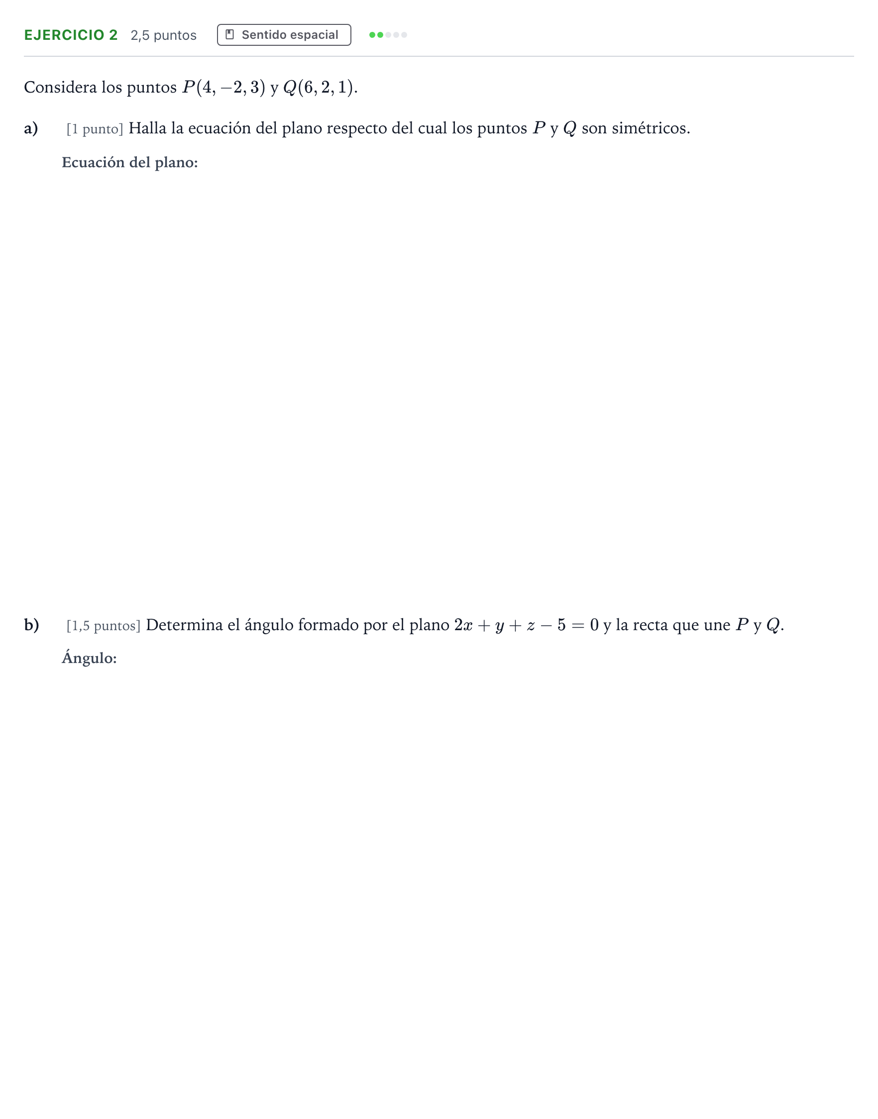 Enunciado: EJERCICIO 2 · Matemáticas II PAU Andalucía Ordinaria Suplente 1 2026