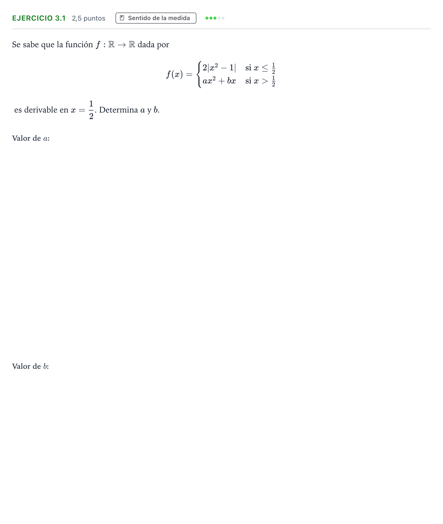 Enunciado: EJERCICIO 3.1 · Matemáticas II PAU Andalucía Ordinaria Suplente 1 2026