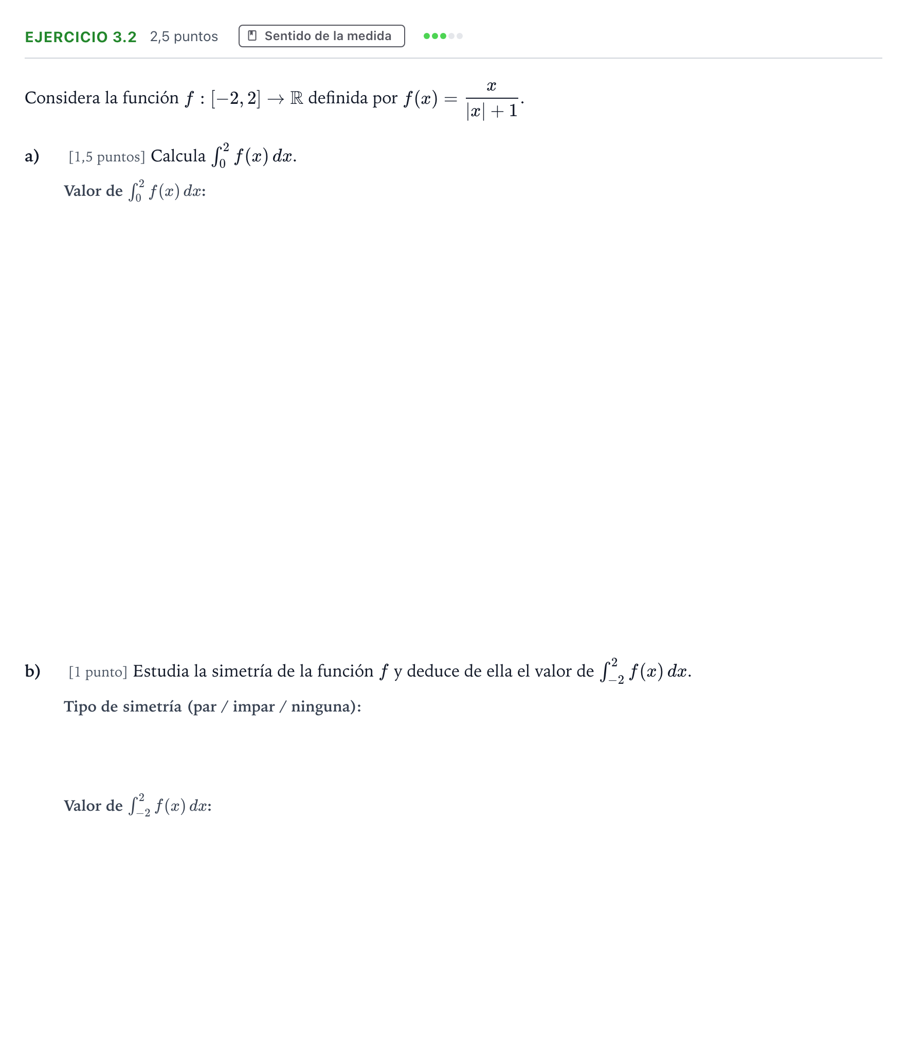 Enunciado: EJERCICIO 3.2 · Matemáticas II PAU Andalucía Ordinaria Suplente 1 2026