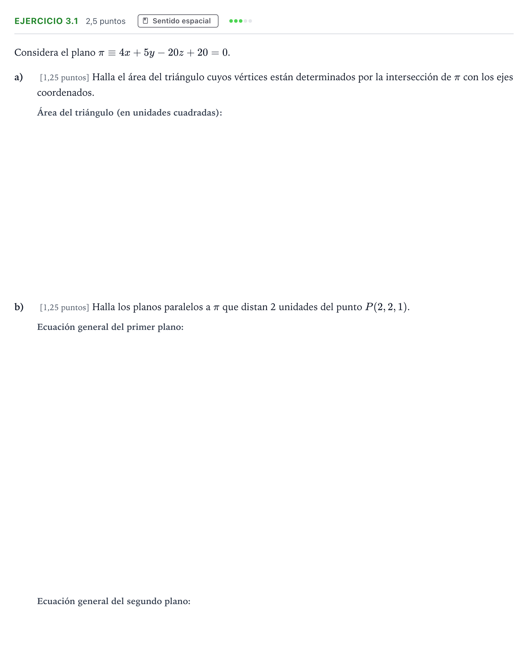 Enunciado: Ejercicio 3.1 · Matemáticas II PAU Andalucía Ordinaria Suplente 2 2026