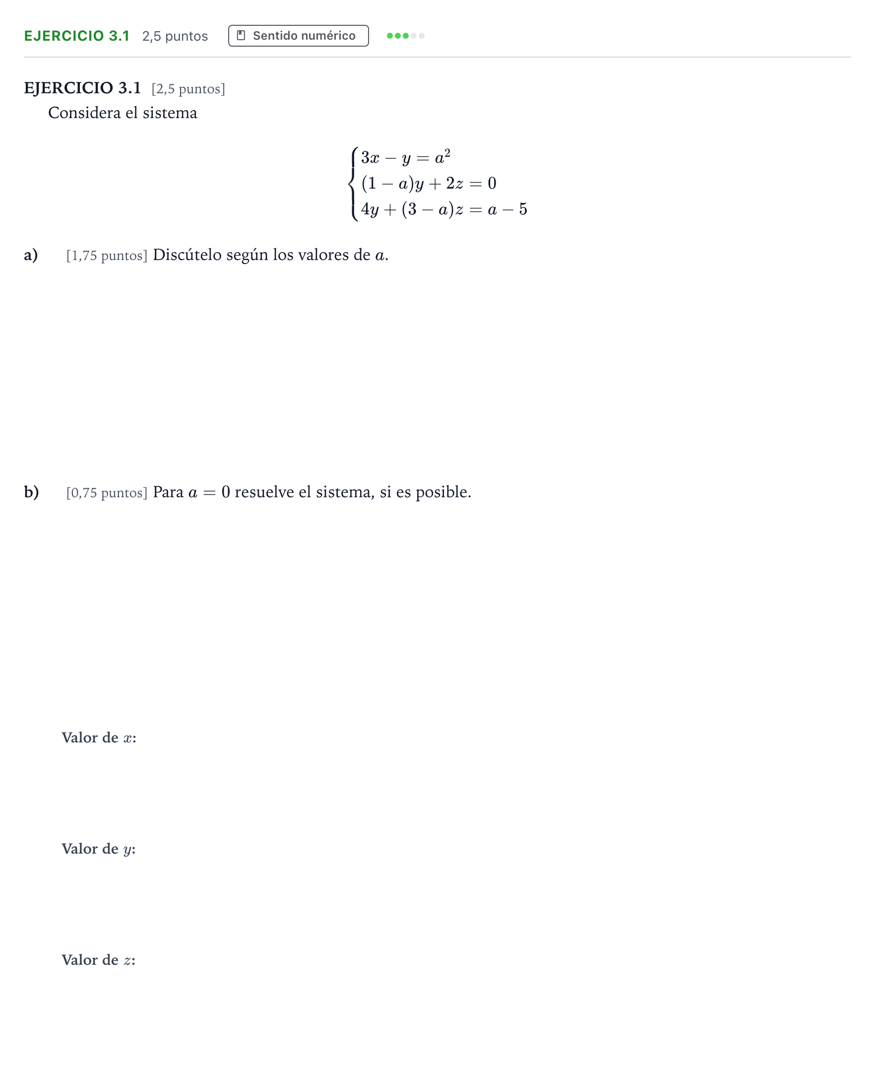 Enunciado: Ejercicio 3.1 · Matemáticas II PAU Andalucía Ordinaria Titular 2026