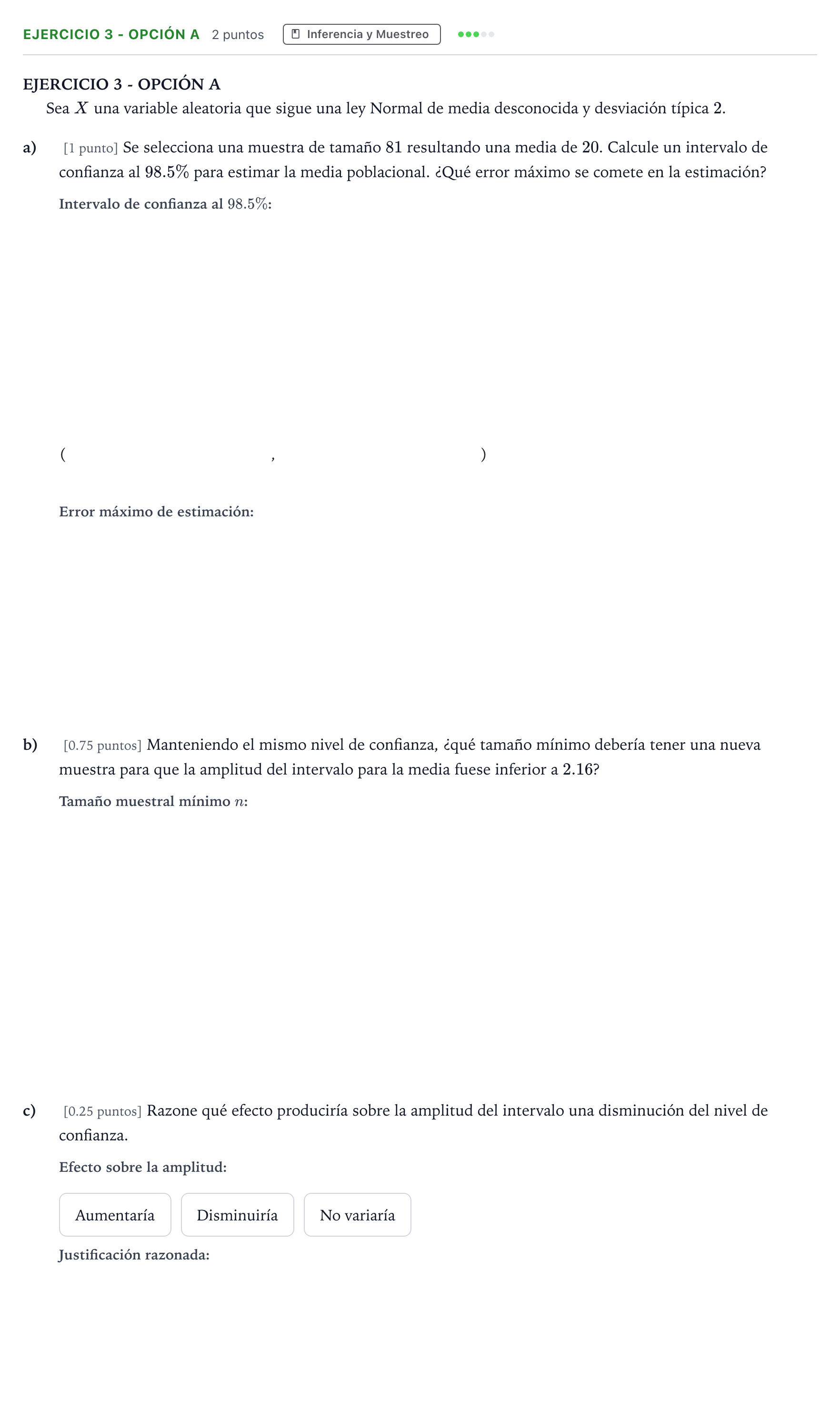Enunciado: Ejercicio 3 - Opción A · Matemáticas aplicadas a las Ciencias Sociales II PAU Andalucía Ordinaria Suplente 1 2026
