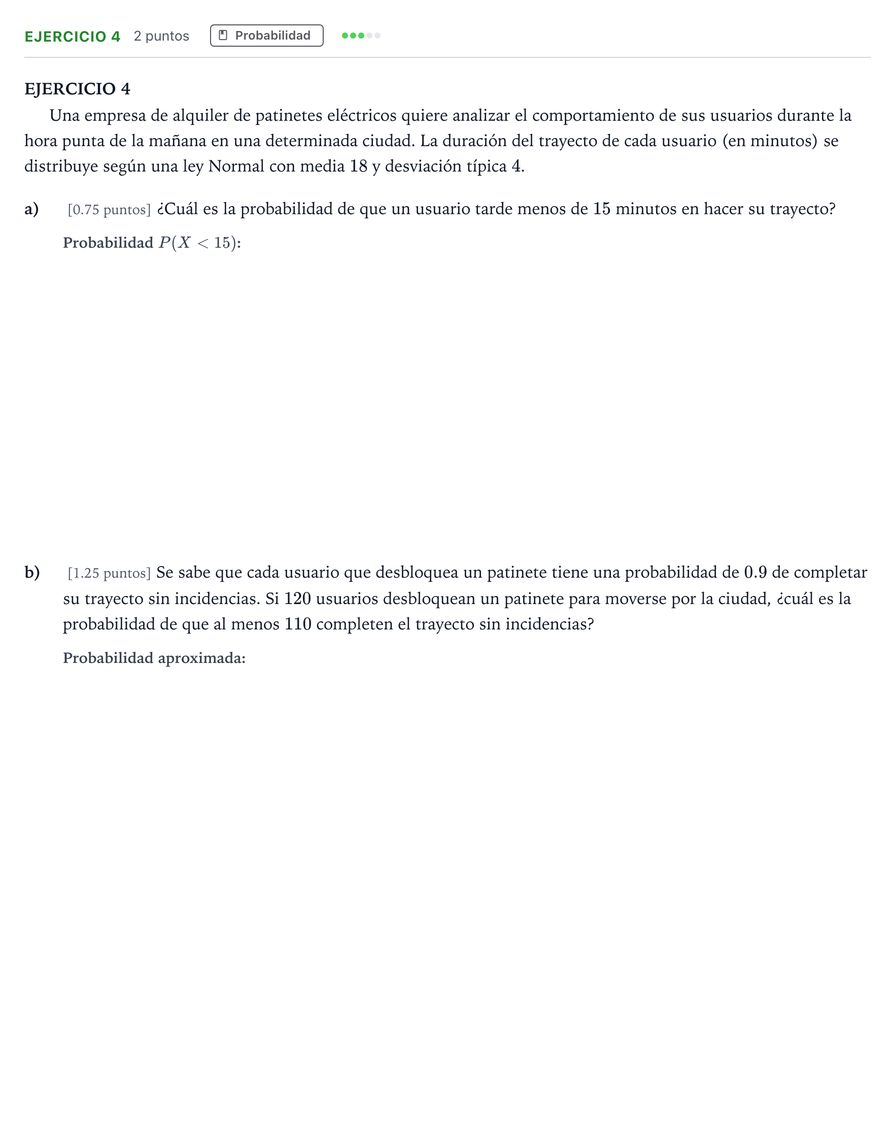 Enunciado: Ejercicio 4 · Matemáticas aplicadas a las Ciencias Sociales II PAU Andalucía Ordinaria Suplente 1 2026