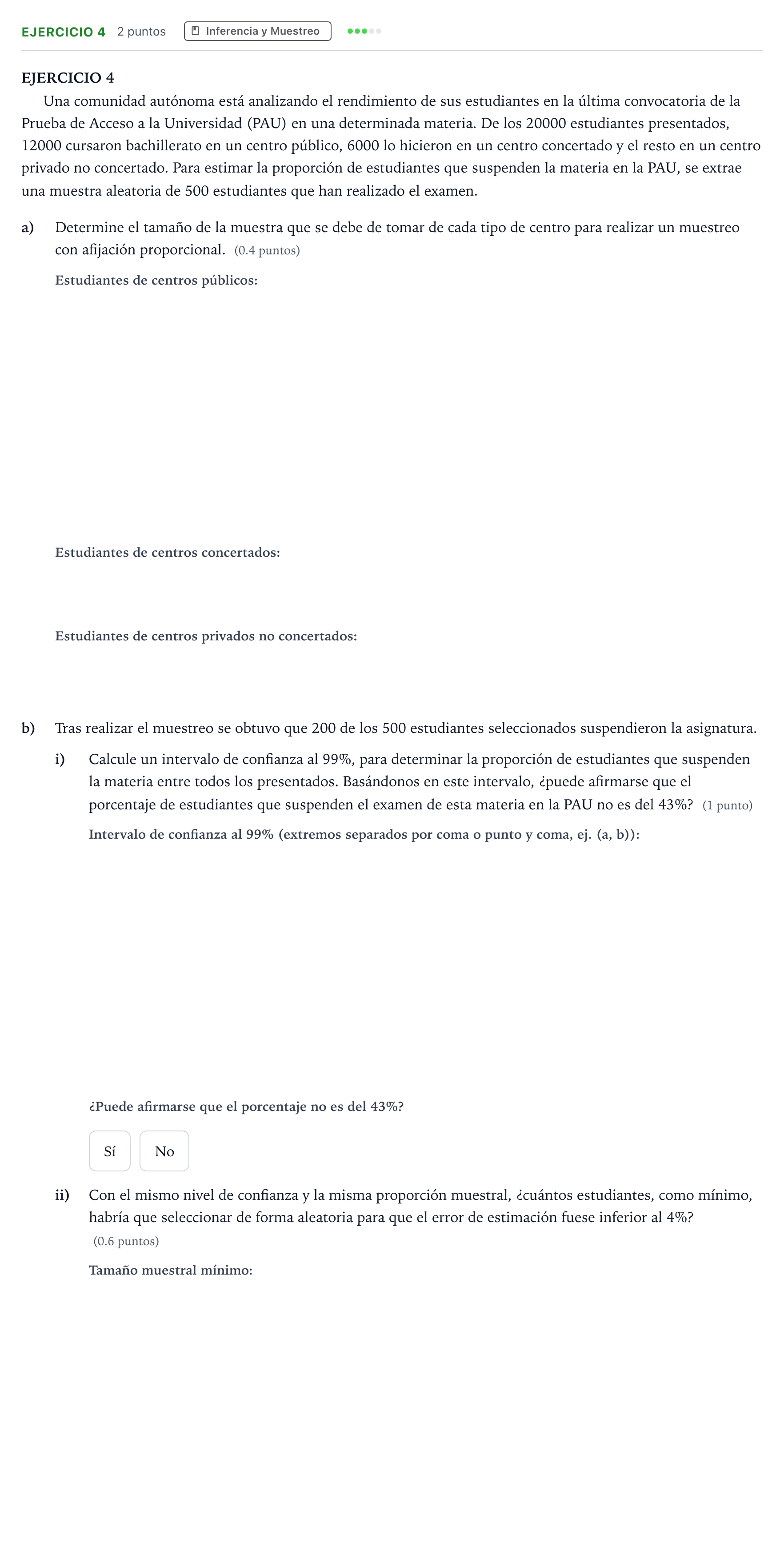 Enunciado: Ejercicio 4 · Matemáticas aplicadas a las Ciencias Sociales II PAU Andalucía Ordinaria Suplente 2 2026