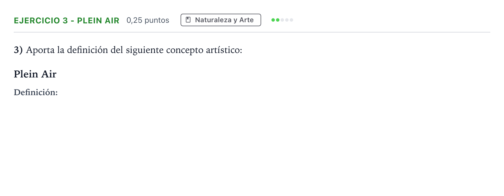 Enunciado: Ejercicio 3 - Plein Air · Movimientos Culturales y Artísticos PAU Andalucía Ordinaria Suplente 1 2026