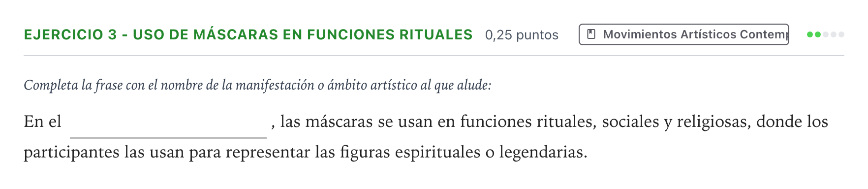 Enunciado: Ejercicio 3 - Uso de máscaras en funciones rituales · Movimientos Culturales y Artísticos PAU Andalucía Ordinaria Suplente 1 2026