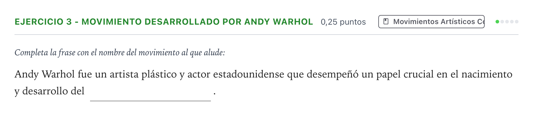 Enunciado: Ejercicio 3 - Movimiento desarrollado por Andy Warhol · Movimientos Culturales y Artísticos PAU Andalucía Ordinaria Suplente 1 2026