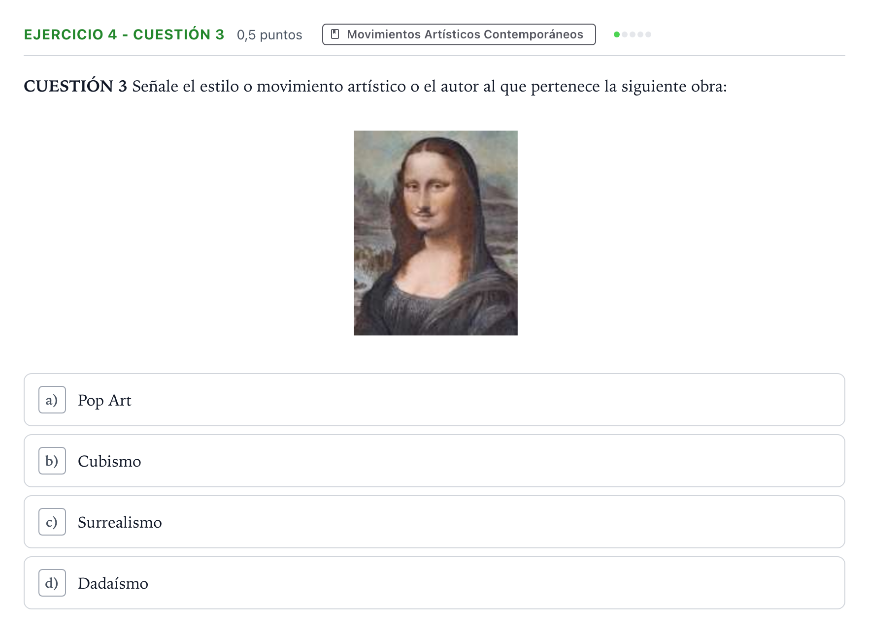 Enunciado: Ejercicio 4 - Cuestión 3 · Movimientos Culturales y Artísticos PAU Andalucía Ordinaria Suplente 1 2026