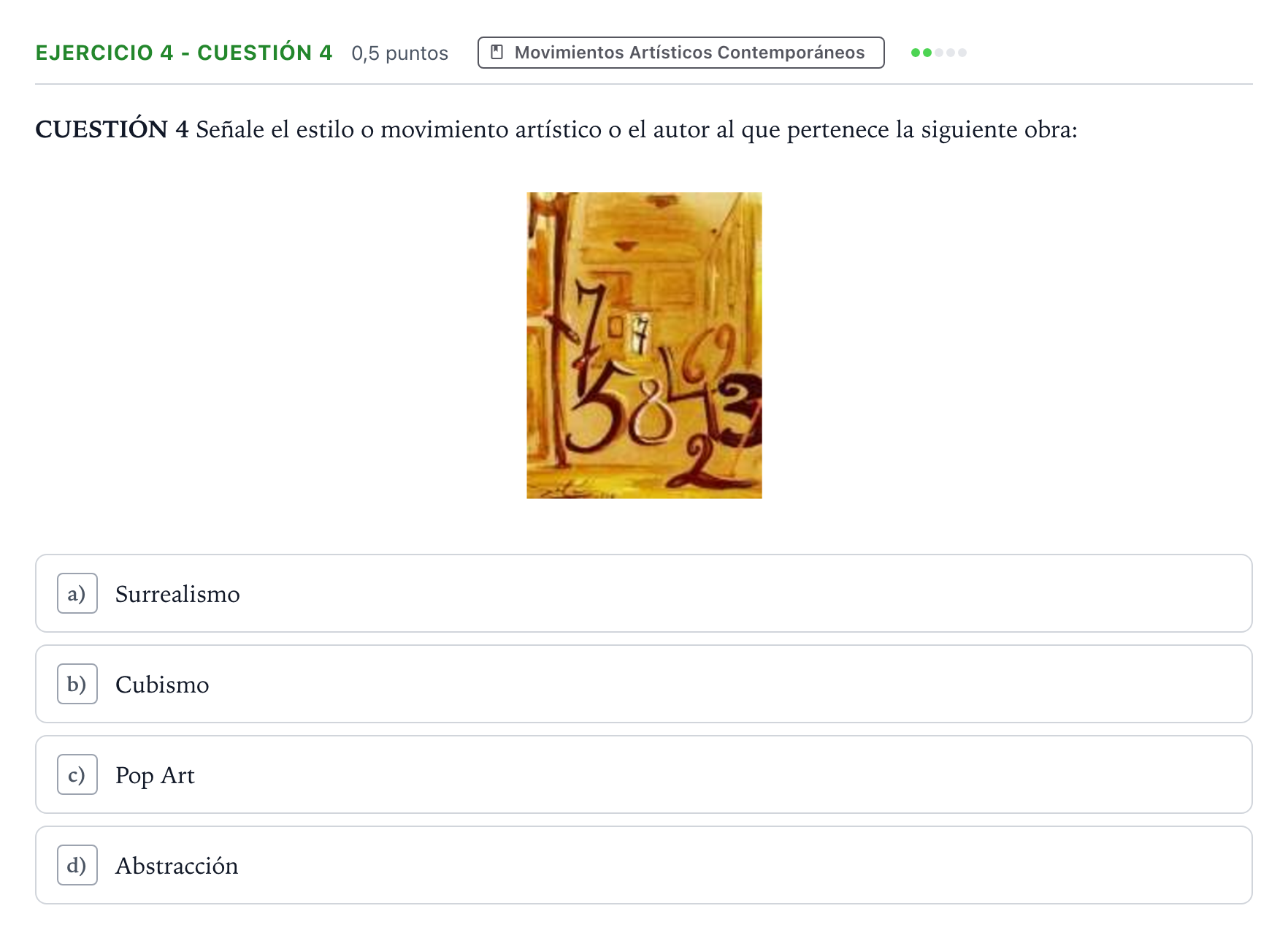 Enunciado: Ejercicio 4 - Cuestión 4 · Movimientos Culturales y Artísticos PAU Andalucía Ordinaria Suplente 1 2026