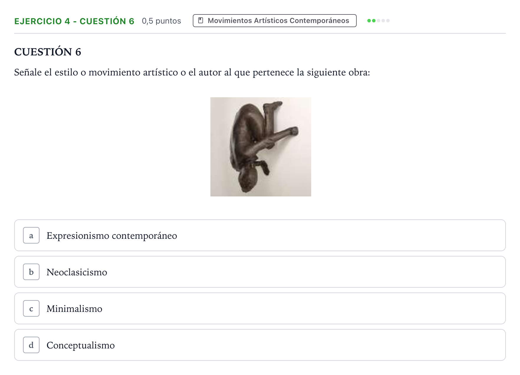 Enunciado: Ejercicio 4 - Cuestión 6 · Movimientos Culturales y Artísticos PAU Andalucía Ordinaria Suplente 1 2026
