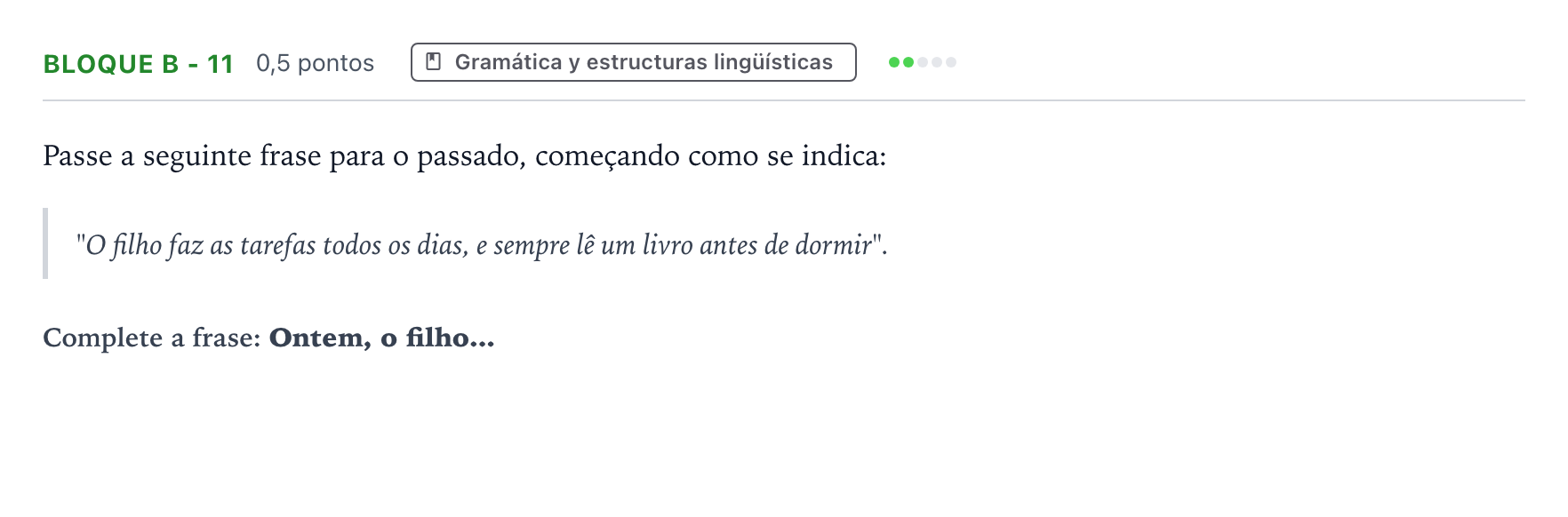 Enunciado: Bloque B - 11 · Portugués PAU Andalucía Extraordinaria Titular (Acceso) 2026