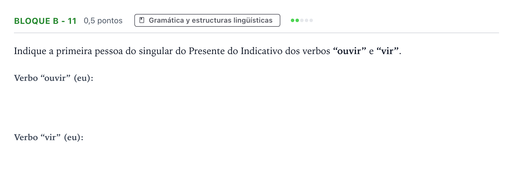 Enunciado: Bloque B - 11 · Portugués PAU Andalucía Ordinaria Titular (Acceso) 2026