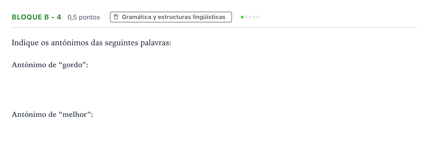 Enunciado: Bloque B - 4 · Portugués PAU Andalucía Ordinaria Titular (Acceso) 2026