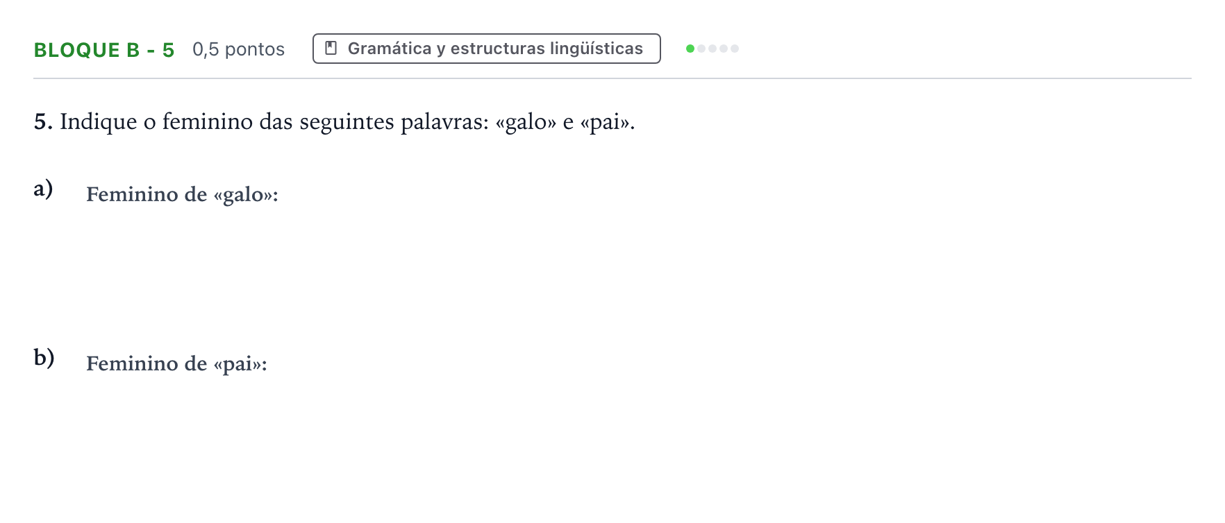 Enunciado: Bloque B - 5 · Portugués PAU Andalucía Ordinaria Titular (Acceso) 2026