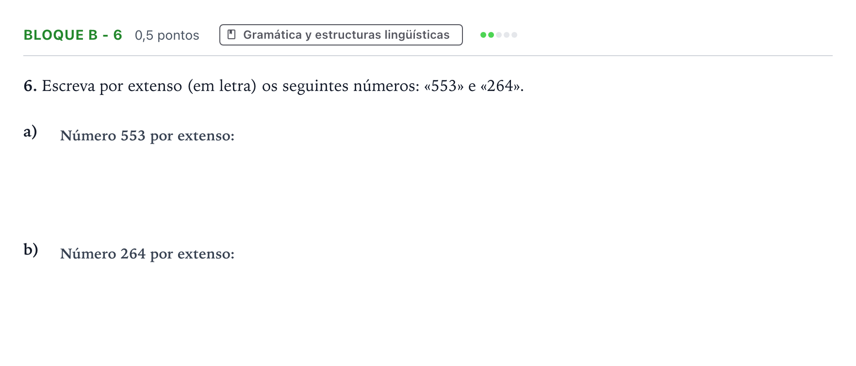 Enunciado: Bloque B - 6 · Portugués PAU Andalucía Ordinaria Titular (Acceso) 2026